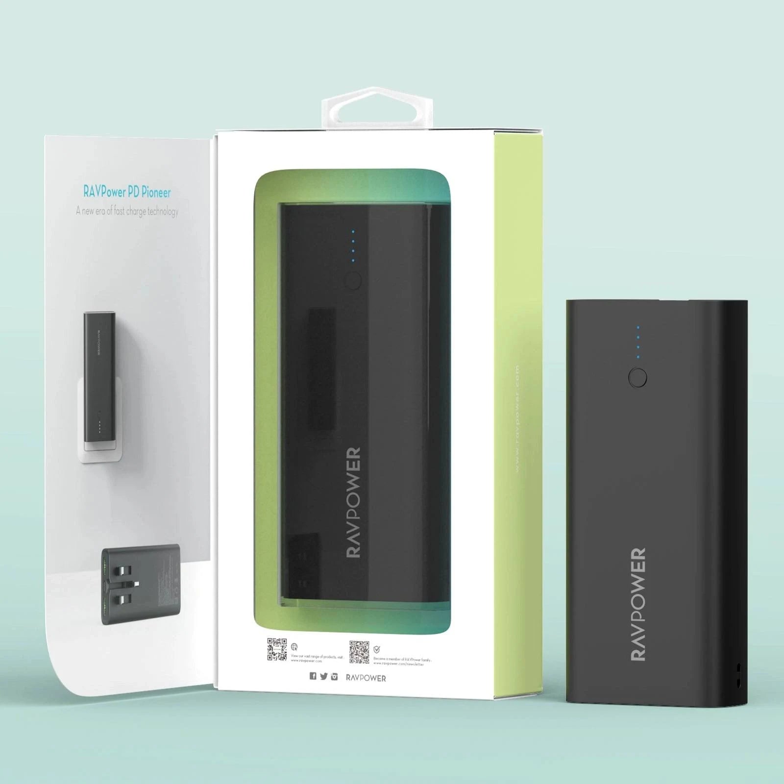 RavPower RP-PB243 10000mAh 3-Ports With Power Bank UK Plug - Black