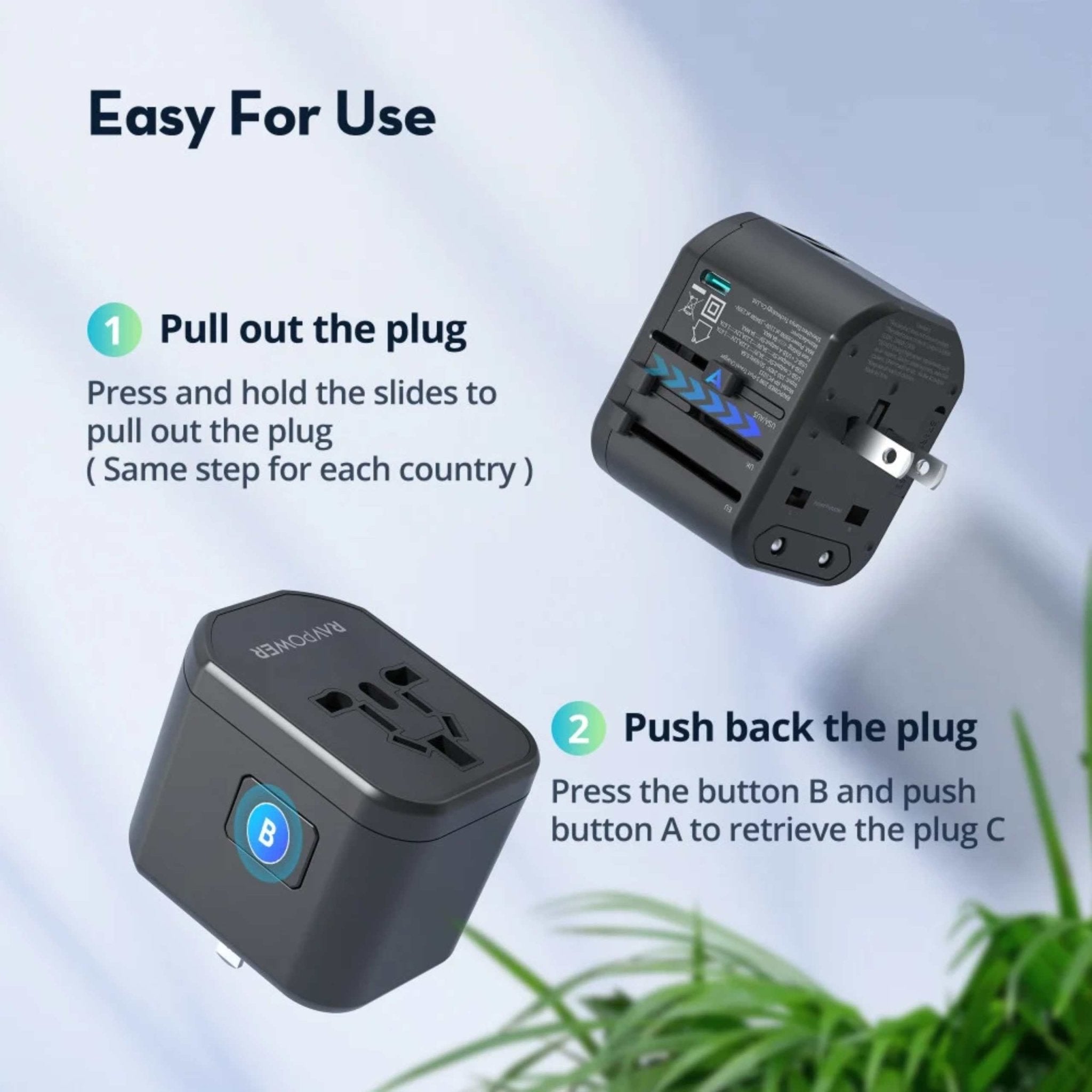 Ravpower 20W 3-Port Travel charger - Black