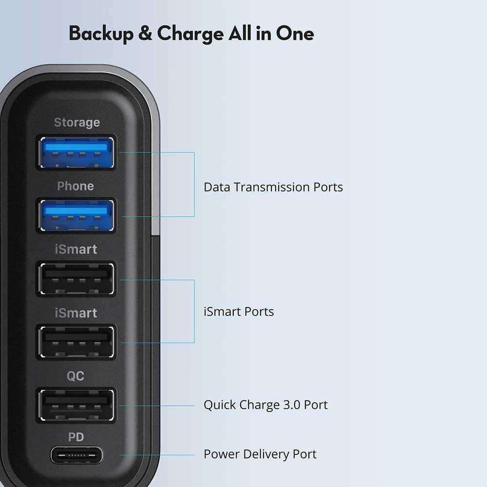 Ravpower 6-port USB Charger FileHub - Black