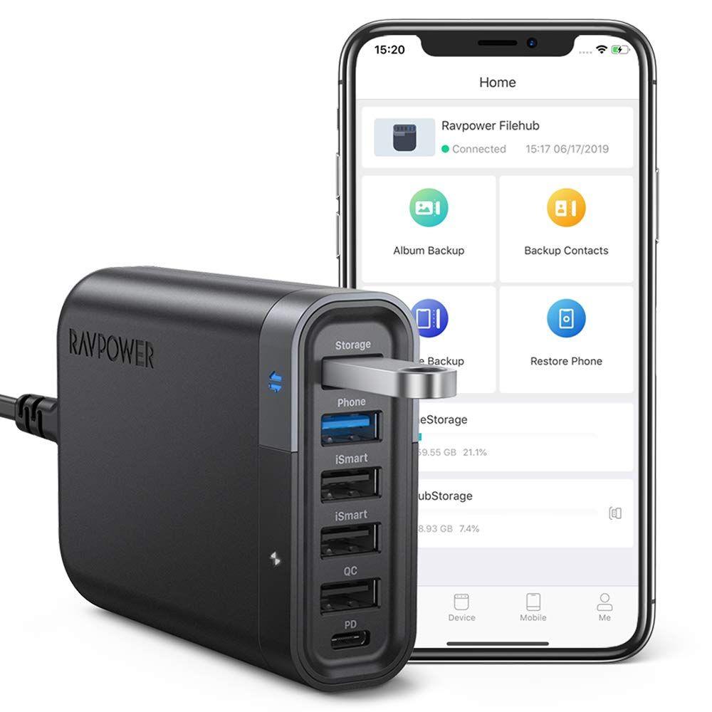 Ravpower 6-port USB Charger FileHub - Black