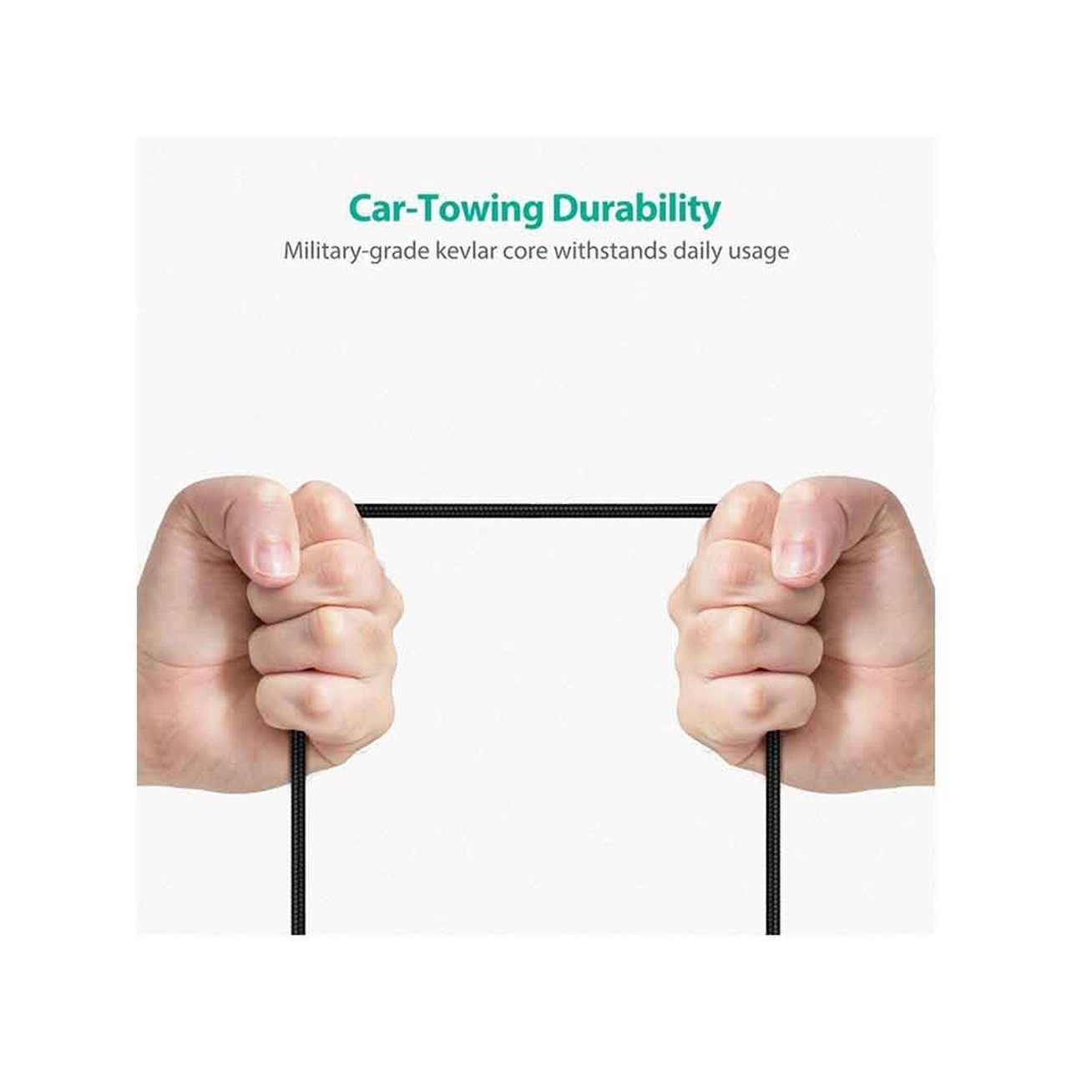 Ravpower Lightning Cable Nylon Yarn Braided 90° Connector 3ft 0.9m - black