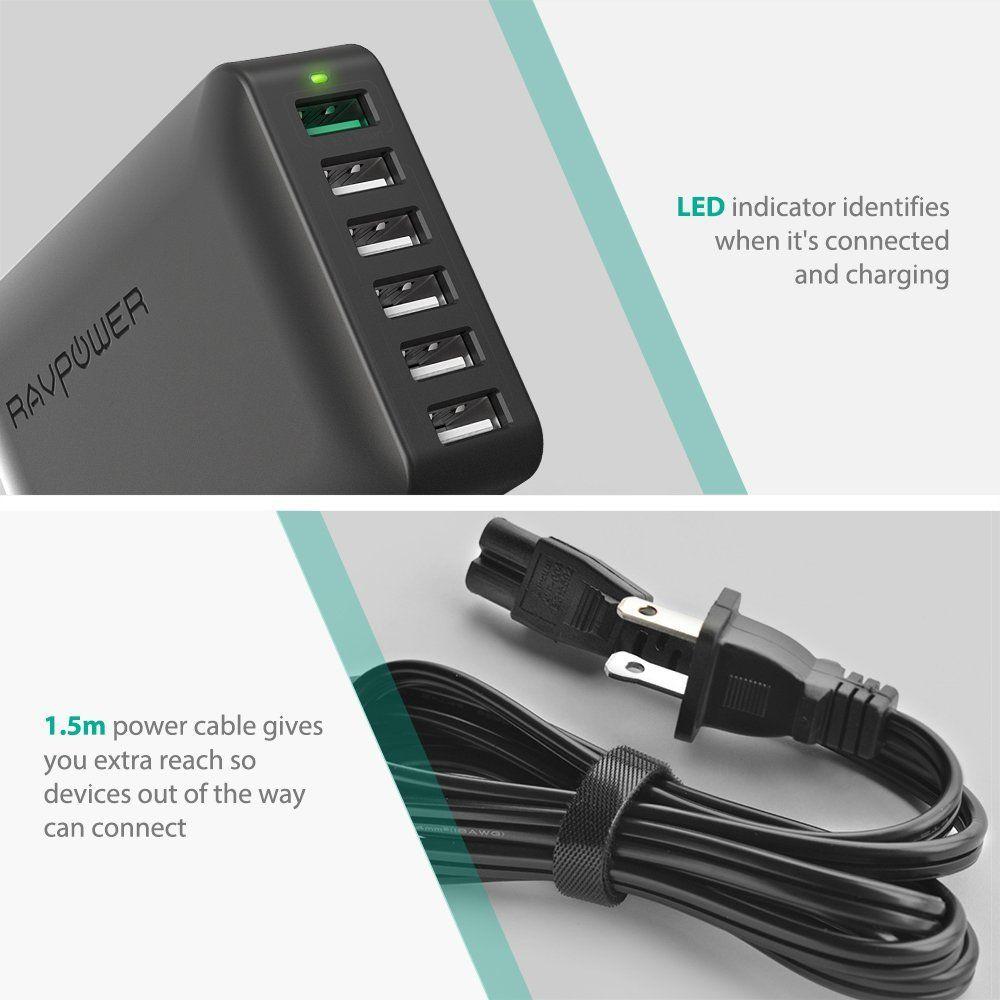 Ravpower Turbo 60w 6-Port Desktop Charger