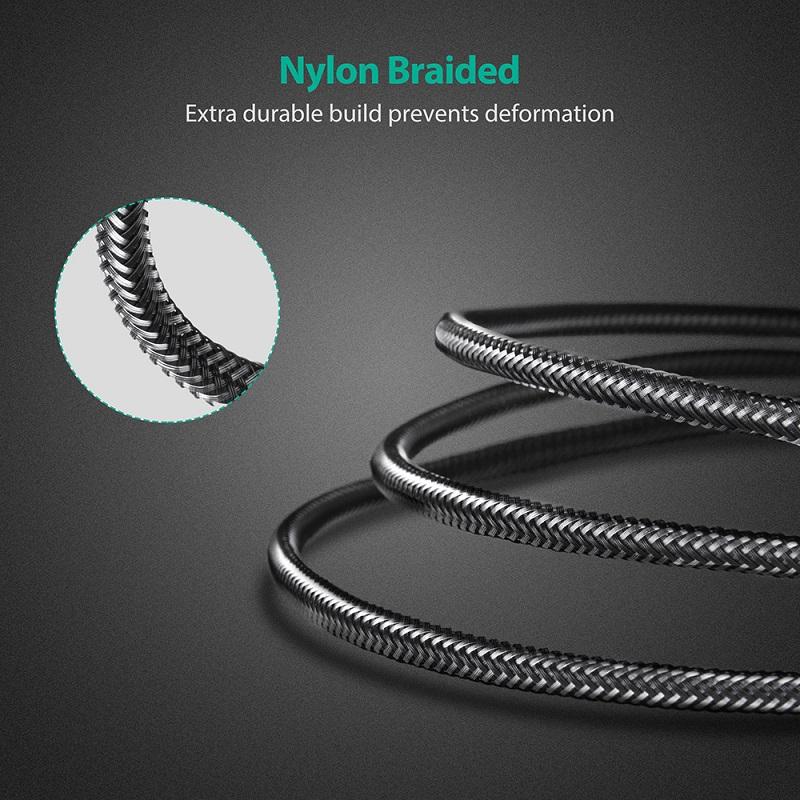 Ravpower USB-A to Lightning Cable Nylon Yarn Braided - black