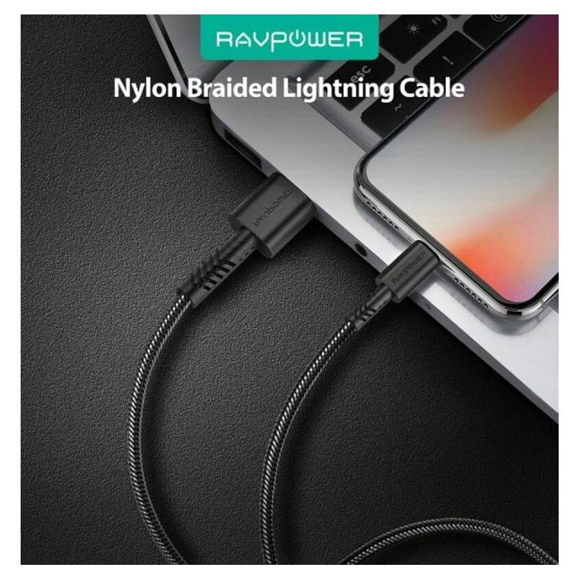 Ravpower USB-A to Lightning Cable Nylon Yarn Braided - black