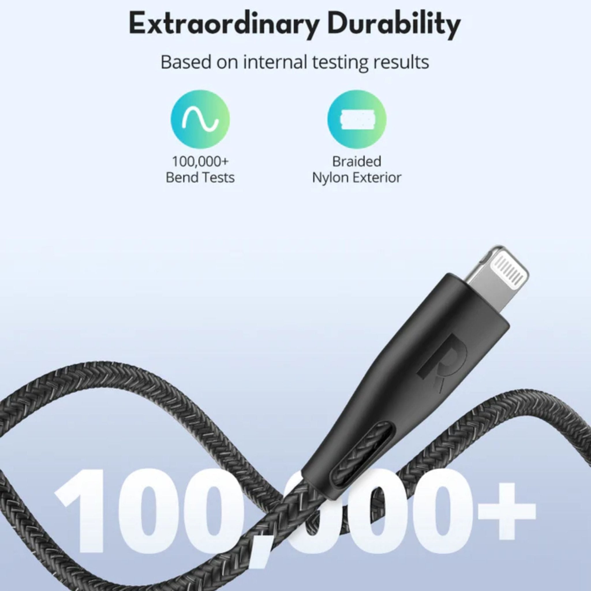 Ravpower USB-C to Lightning Nylon Cable 1.2 Meters - Black