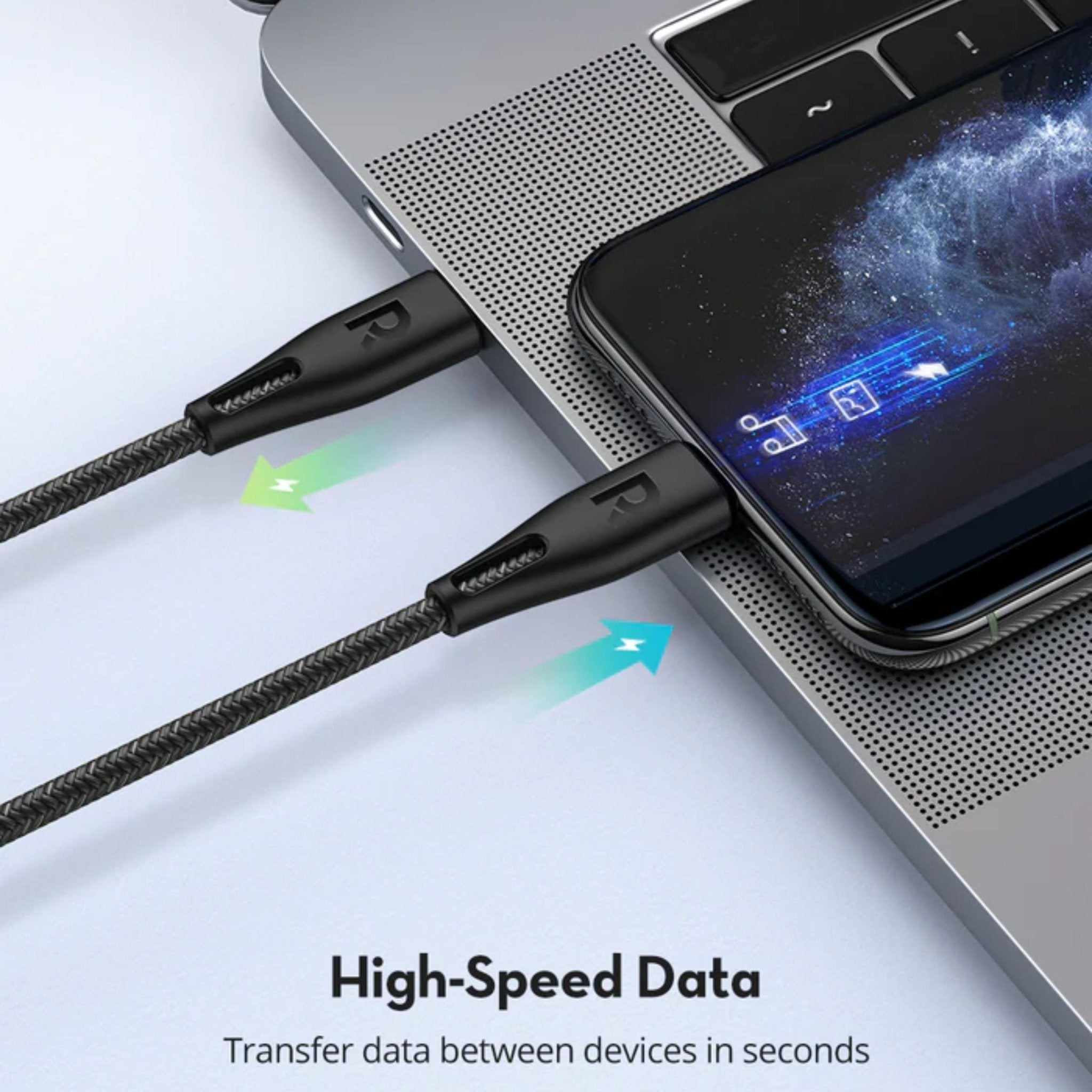 Ravpower USB-C to Lightning Nylon Cable 1.2 Meters - Black