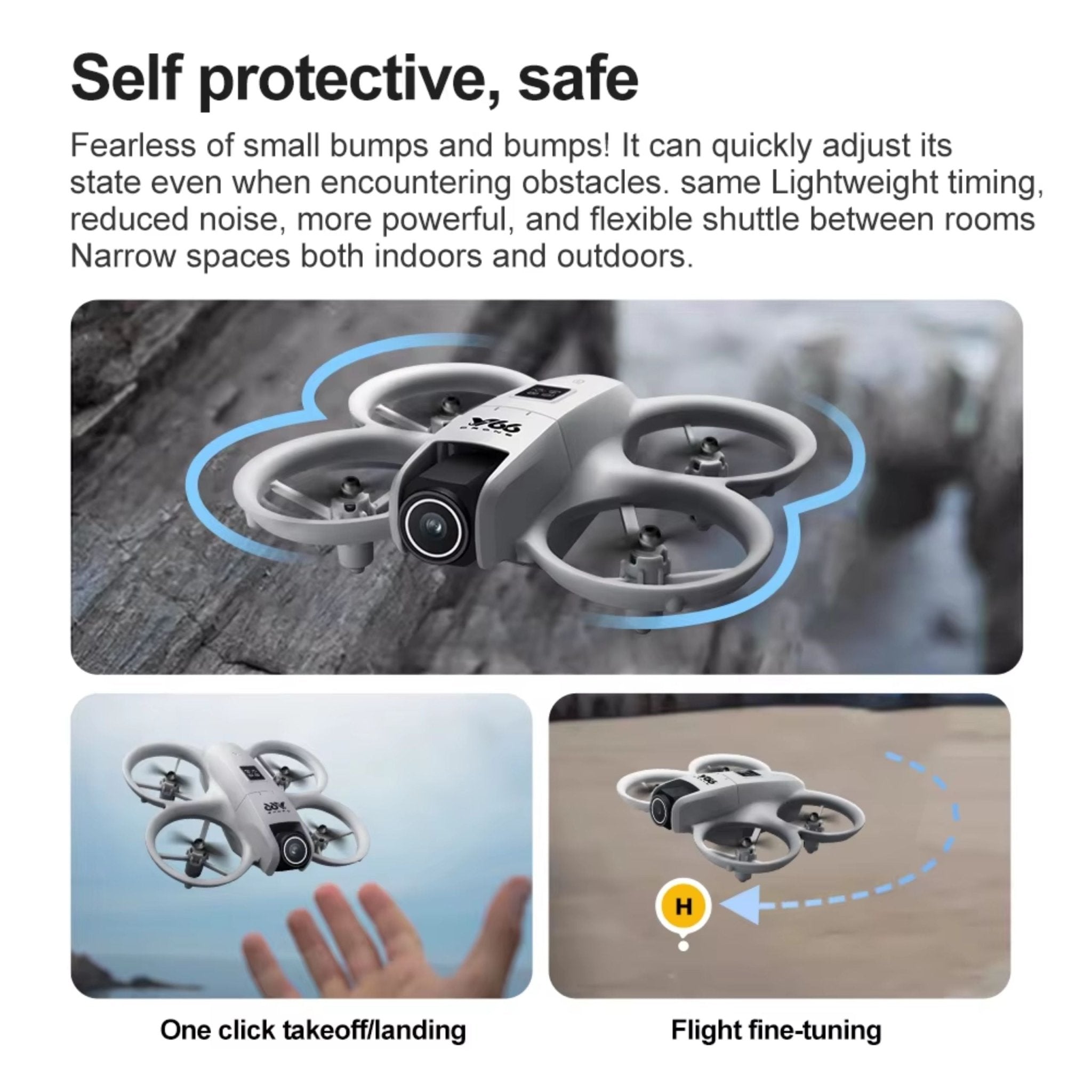 Remote Control Mini Drone With Dual Camera V66 - White
