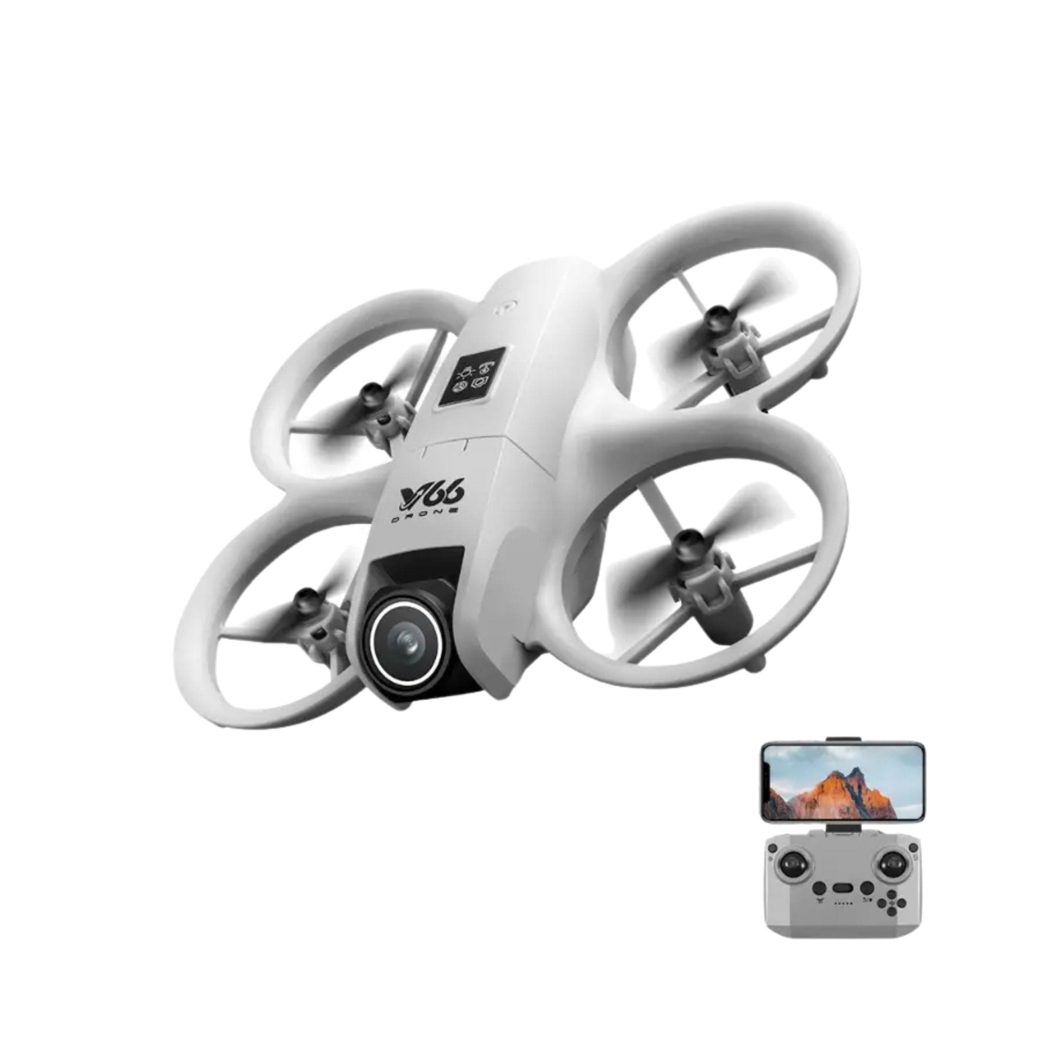 Remote Control Mini Drone With Dual Camera V66 - White