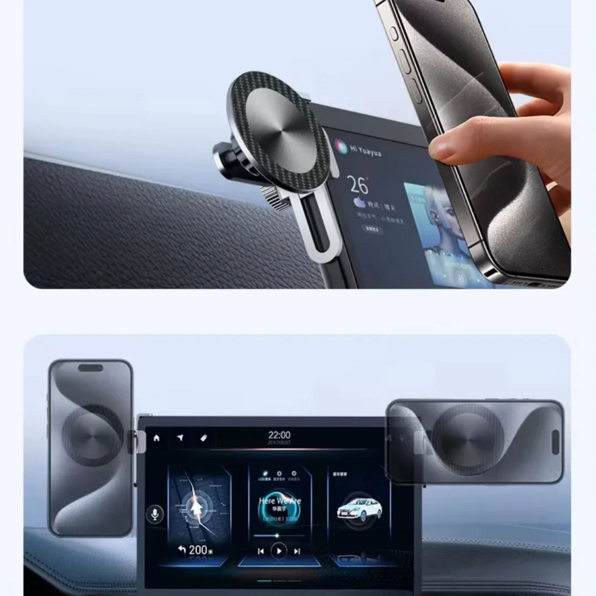 Retractable Car Screen Bracket with Magnetic Phone Holder P11S - Space Gray