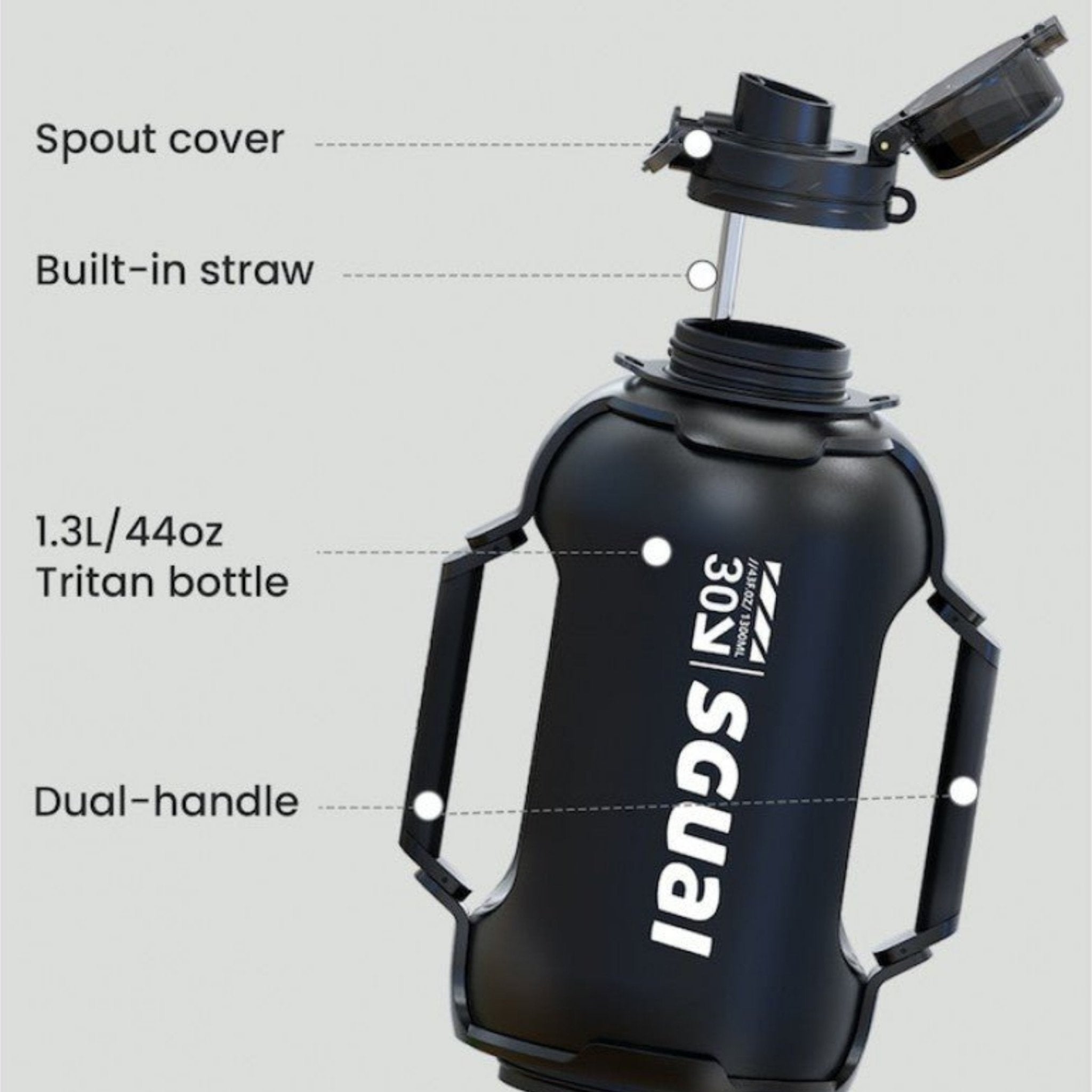 SGUAI T30 Smart Bottle 1.3 Liter - Black