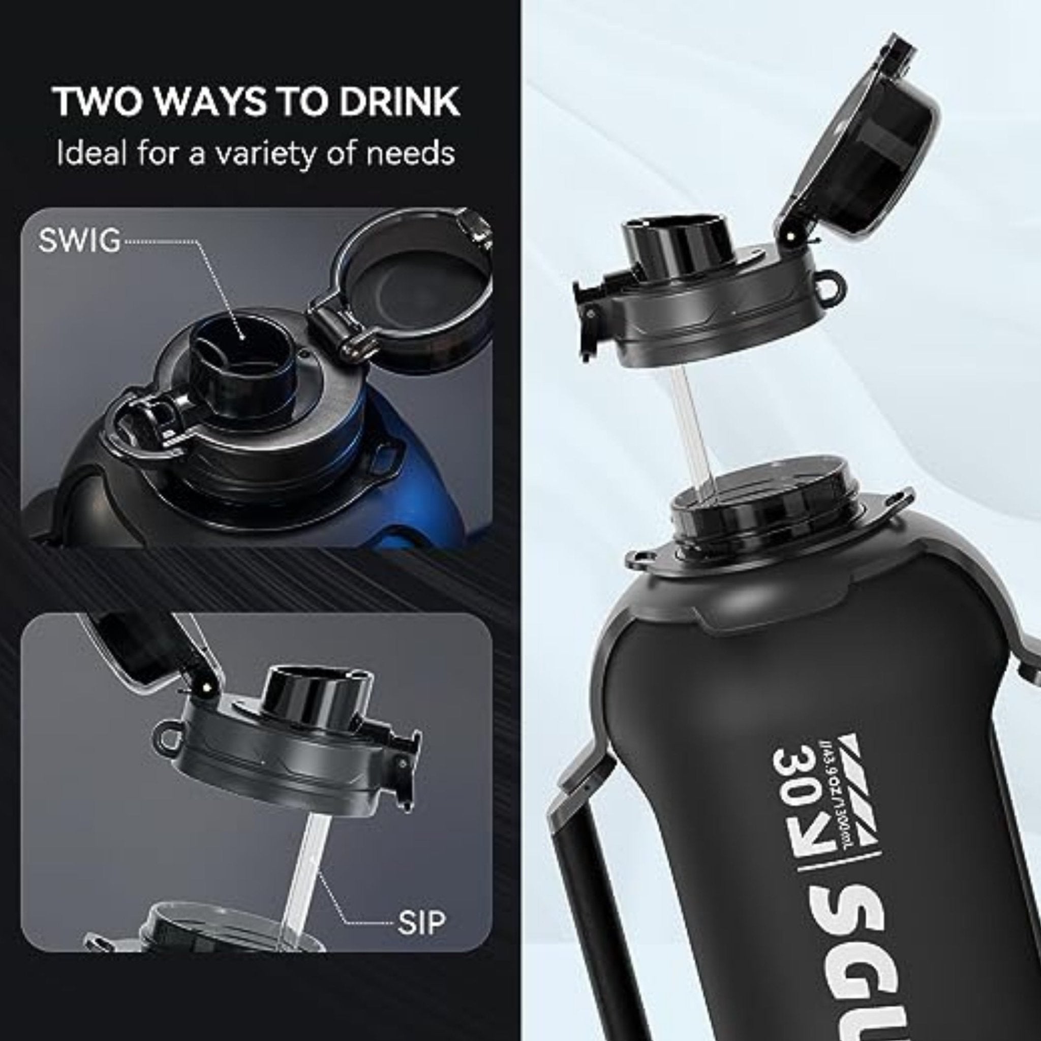 SGUAI T30 Smart Bottle 1.3 Liter - Black