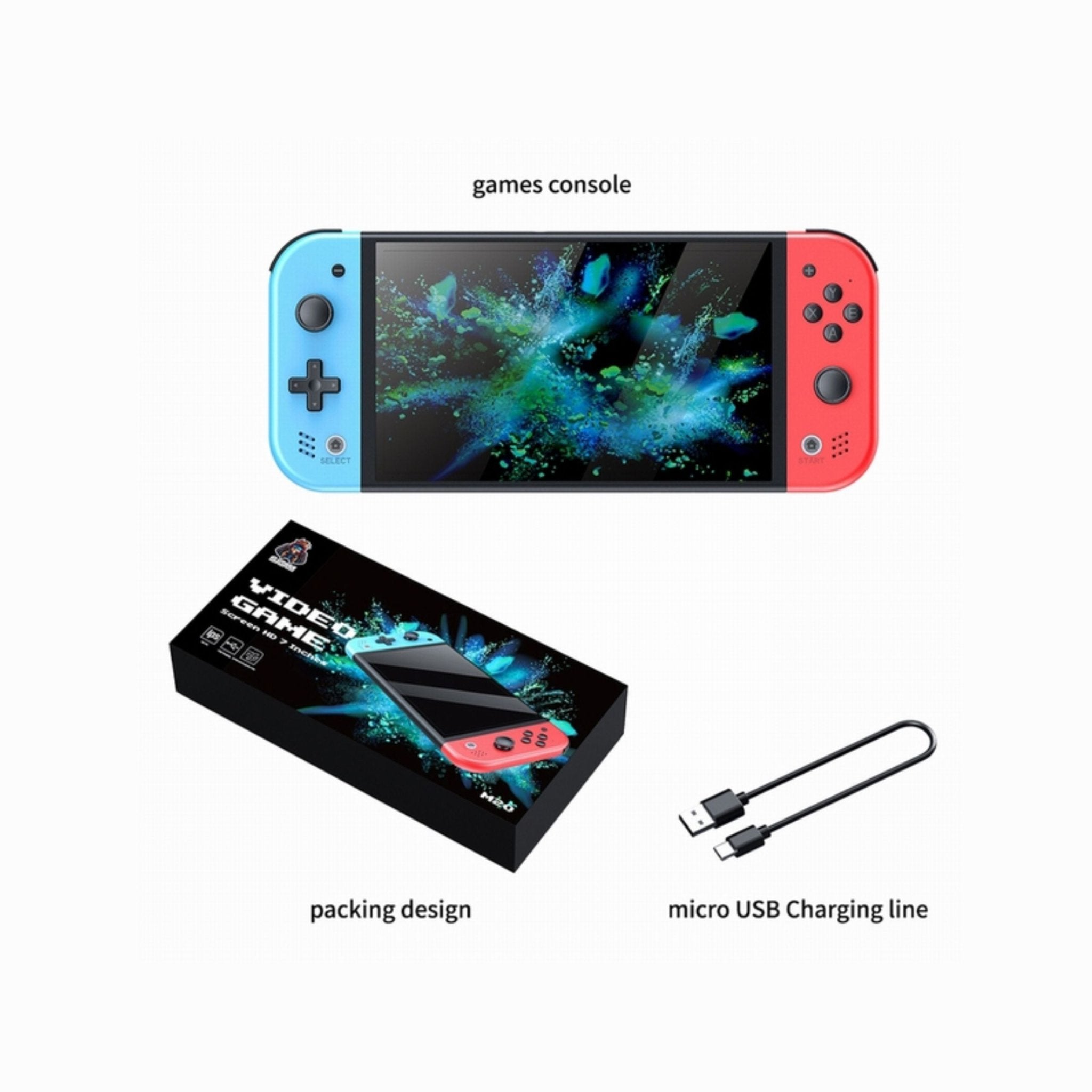 SJGAM Video Game Console Handheld HD 7 Inches - Black