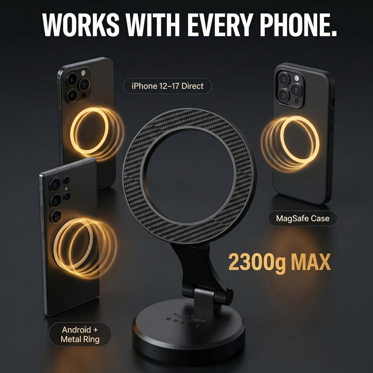 Brave Magsafe Car Mount BHL - 64 - Black