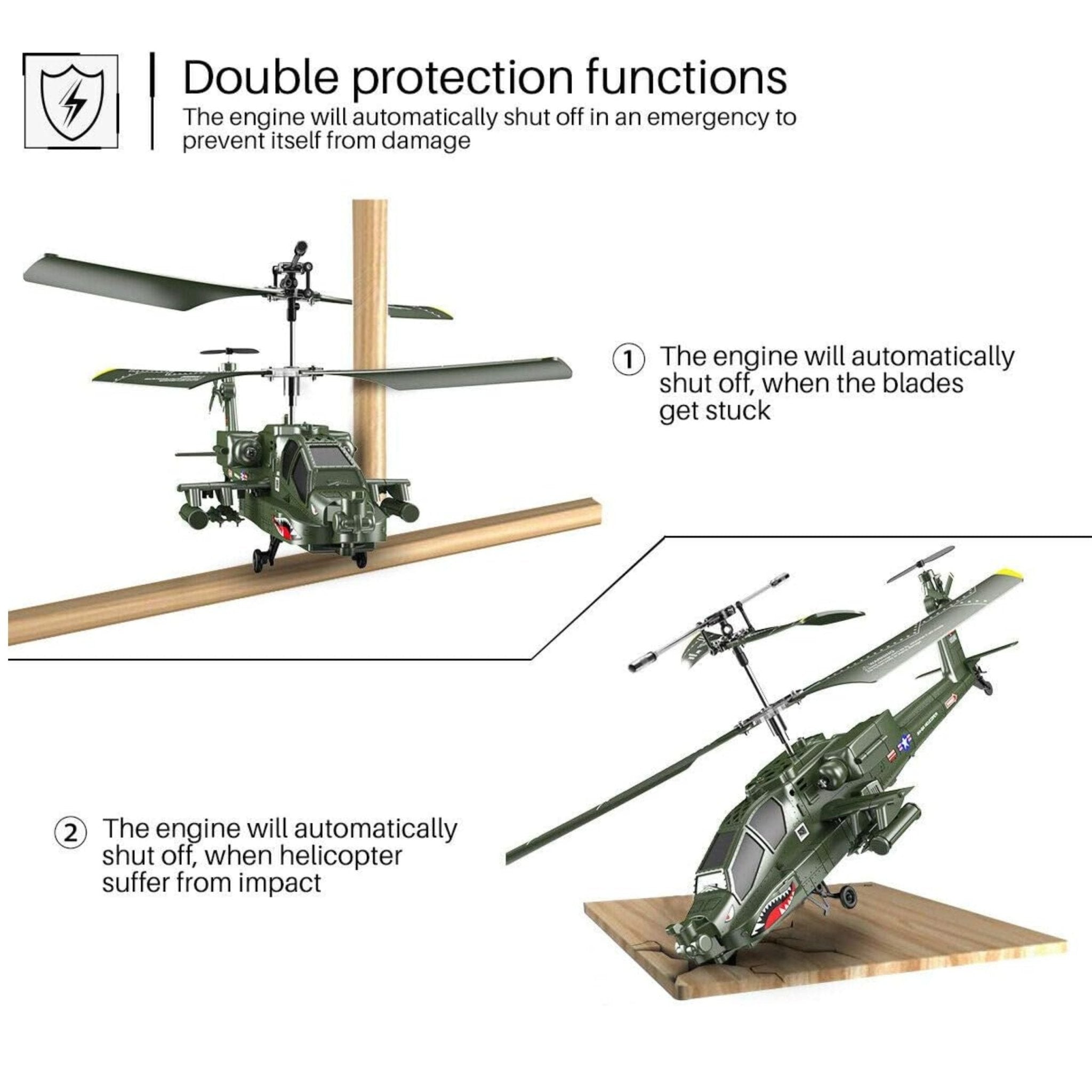 SYMA Remote Control Helicopter Gyro System S109 AH-64 - Green