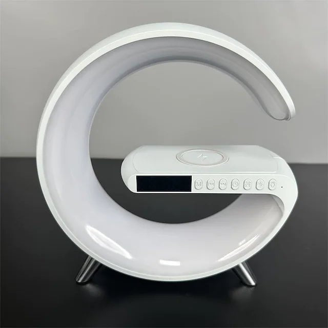 Smart Light Multifunctional 15W Wireless Charger Built-in Bluetooth Speaker - White