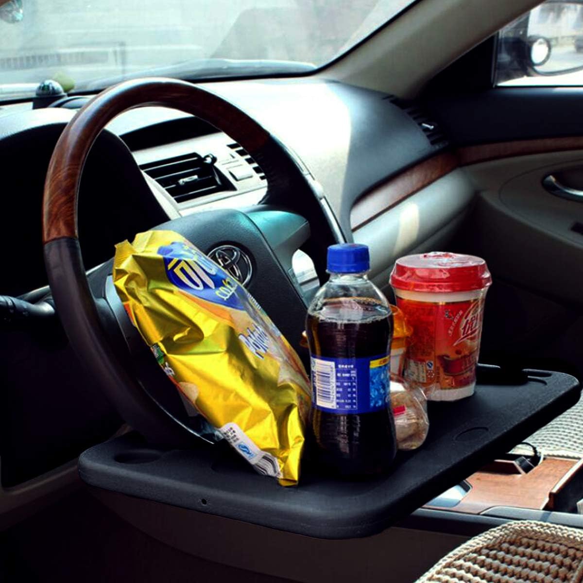 Steering Wheel Eating and Laptop Desk - Black