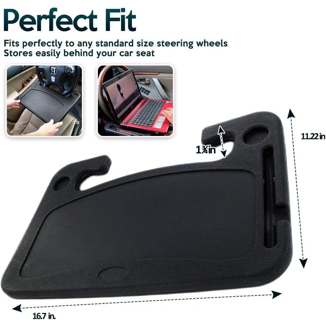 Steering Wheel Eating and Laptop Desk - Black