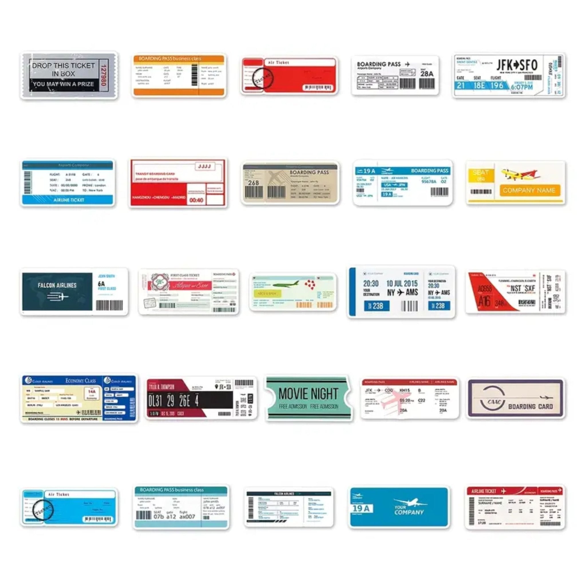 Sticker Boarding Pass Air Ticket - 52pc