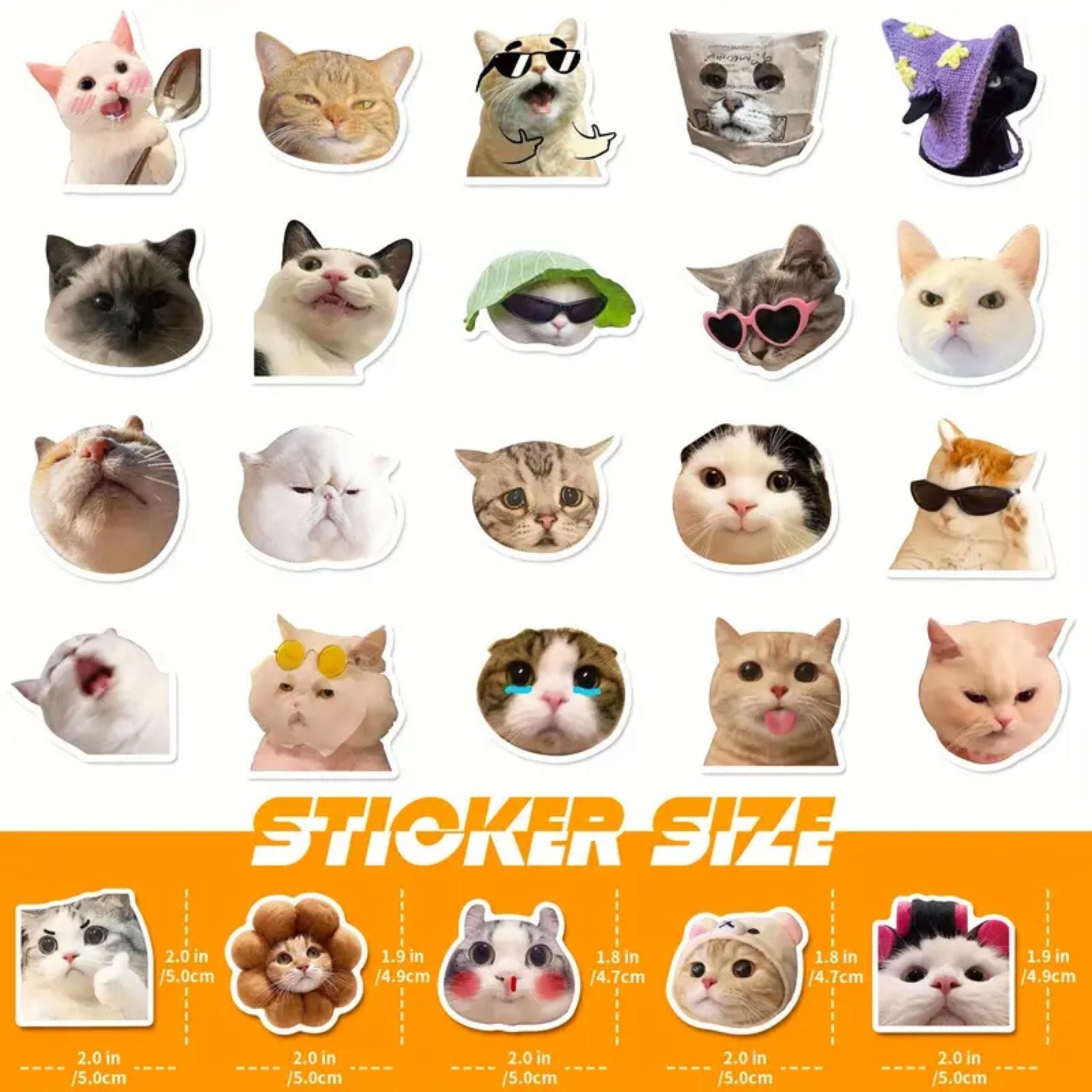 Sticker Funny And Cute Cats - 50pc