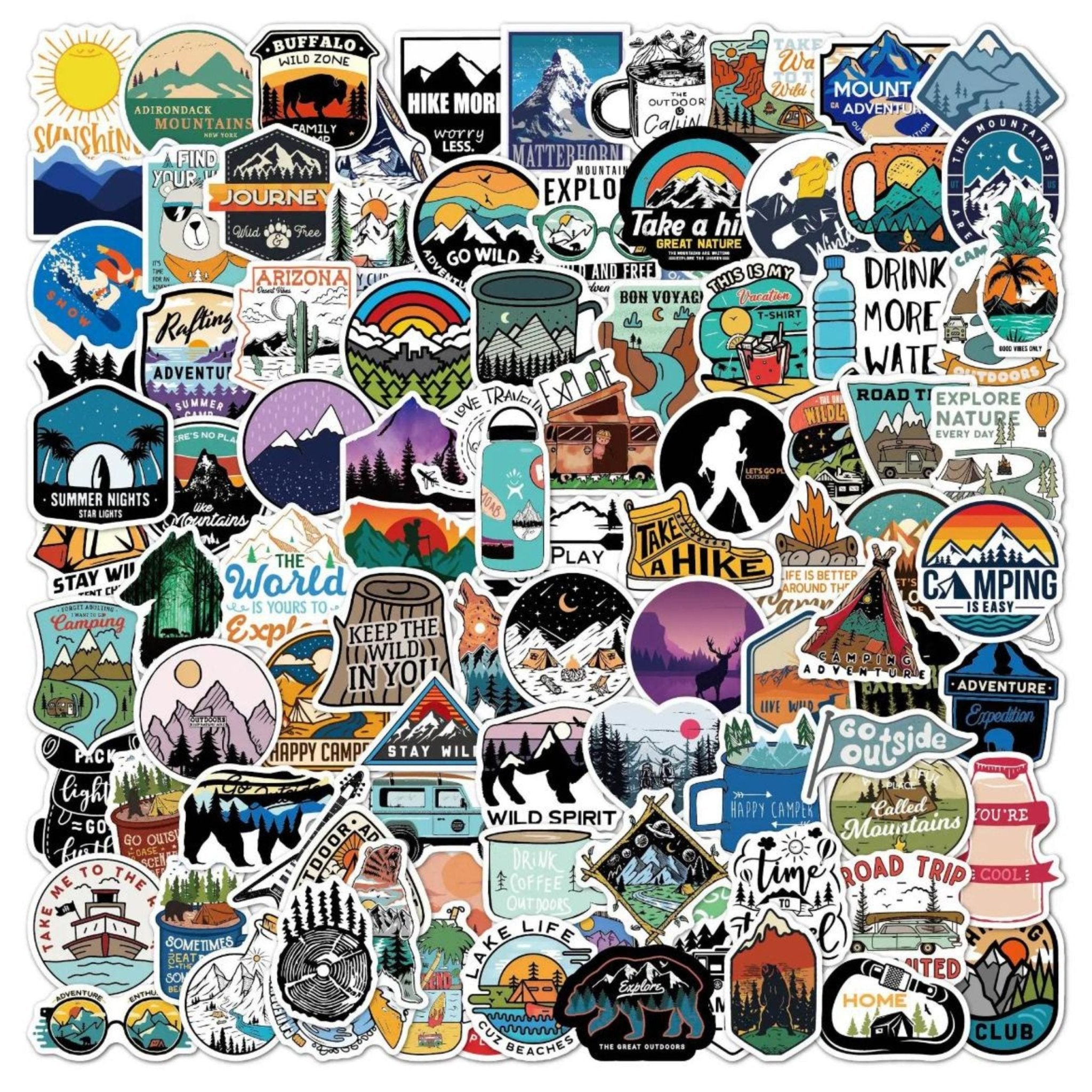 Sticker Outdoor Camping Hiking Adventure -100pc