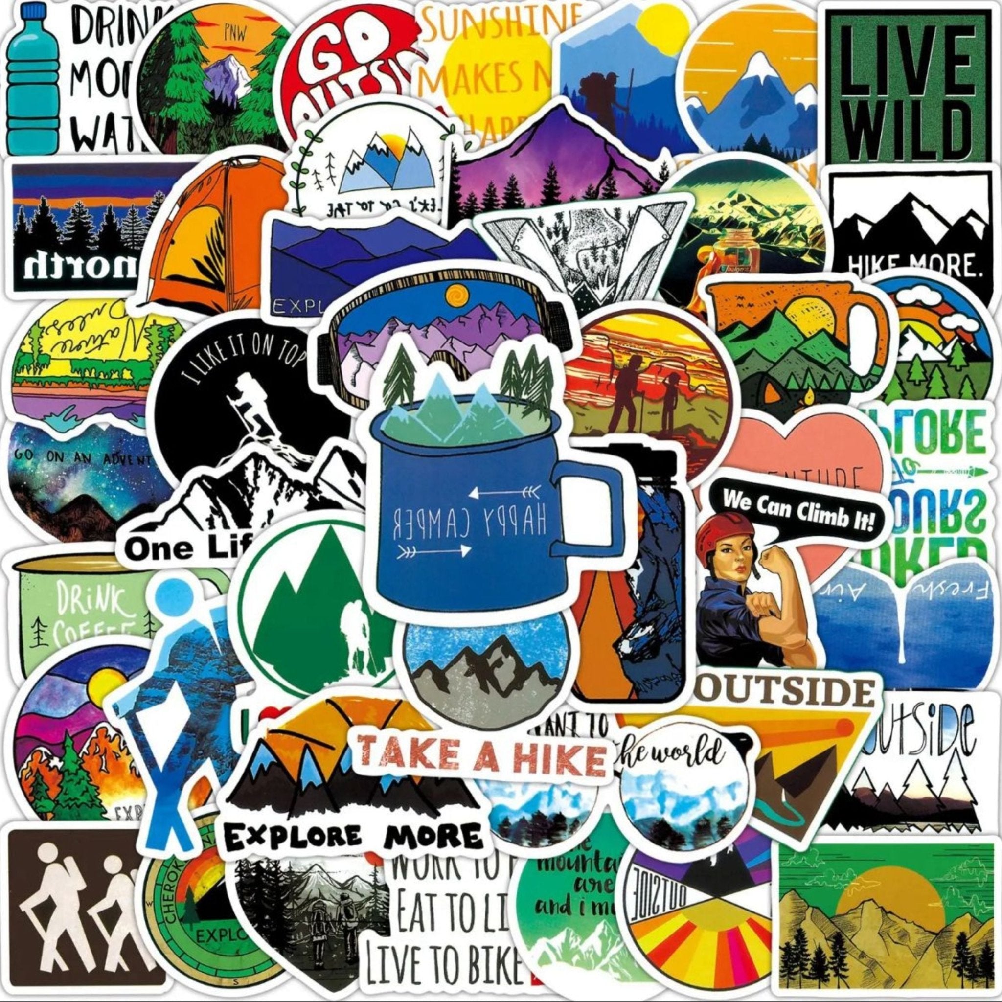 Sticker Outdoor Camping Hiking Adventure - 50pc