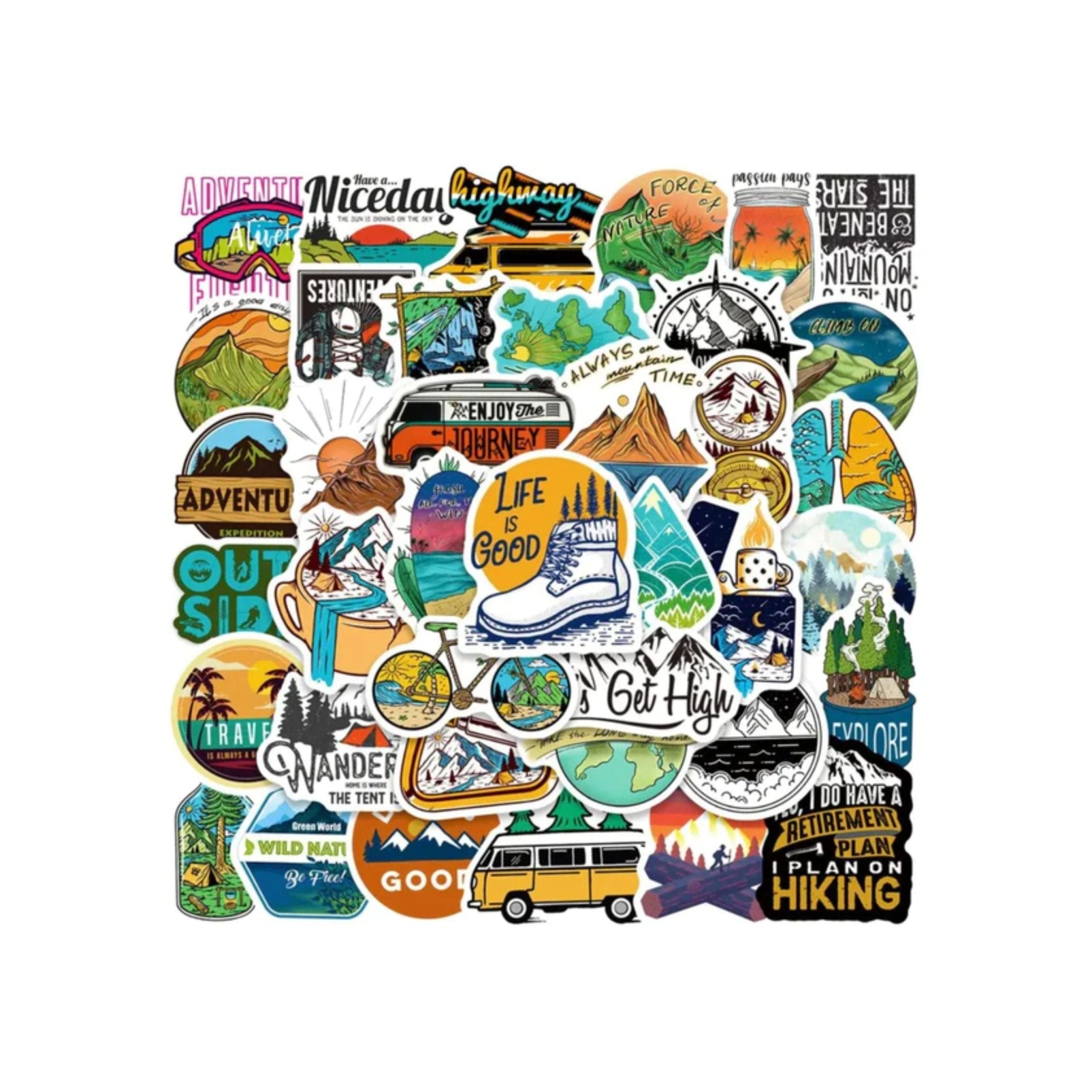 Sticker Outdoor Camping Hiking Adventure - 50pc