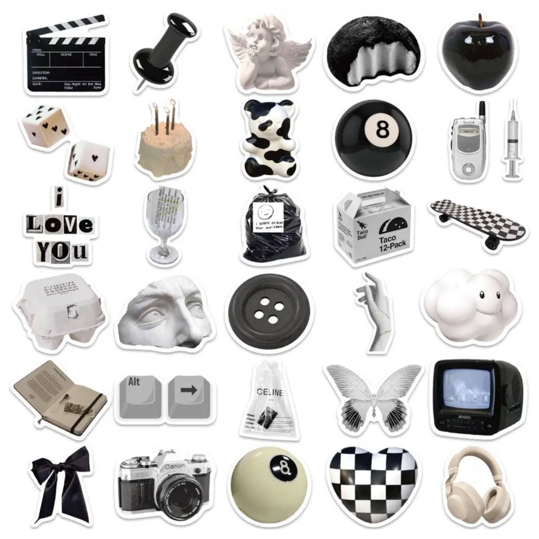 Sticker Vintage Black & White - 61pc