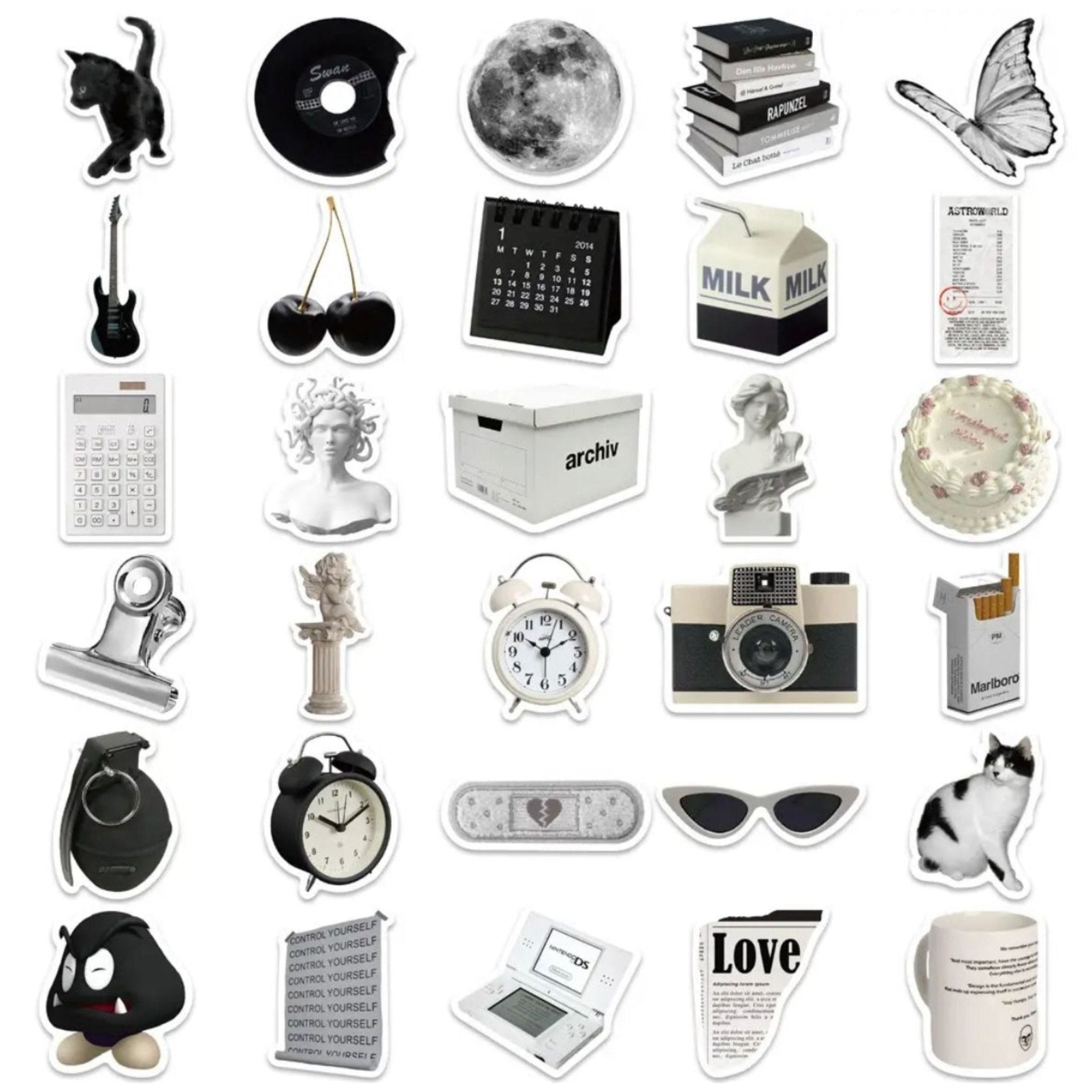 Sticker Vintage Black & White - 61pc