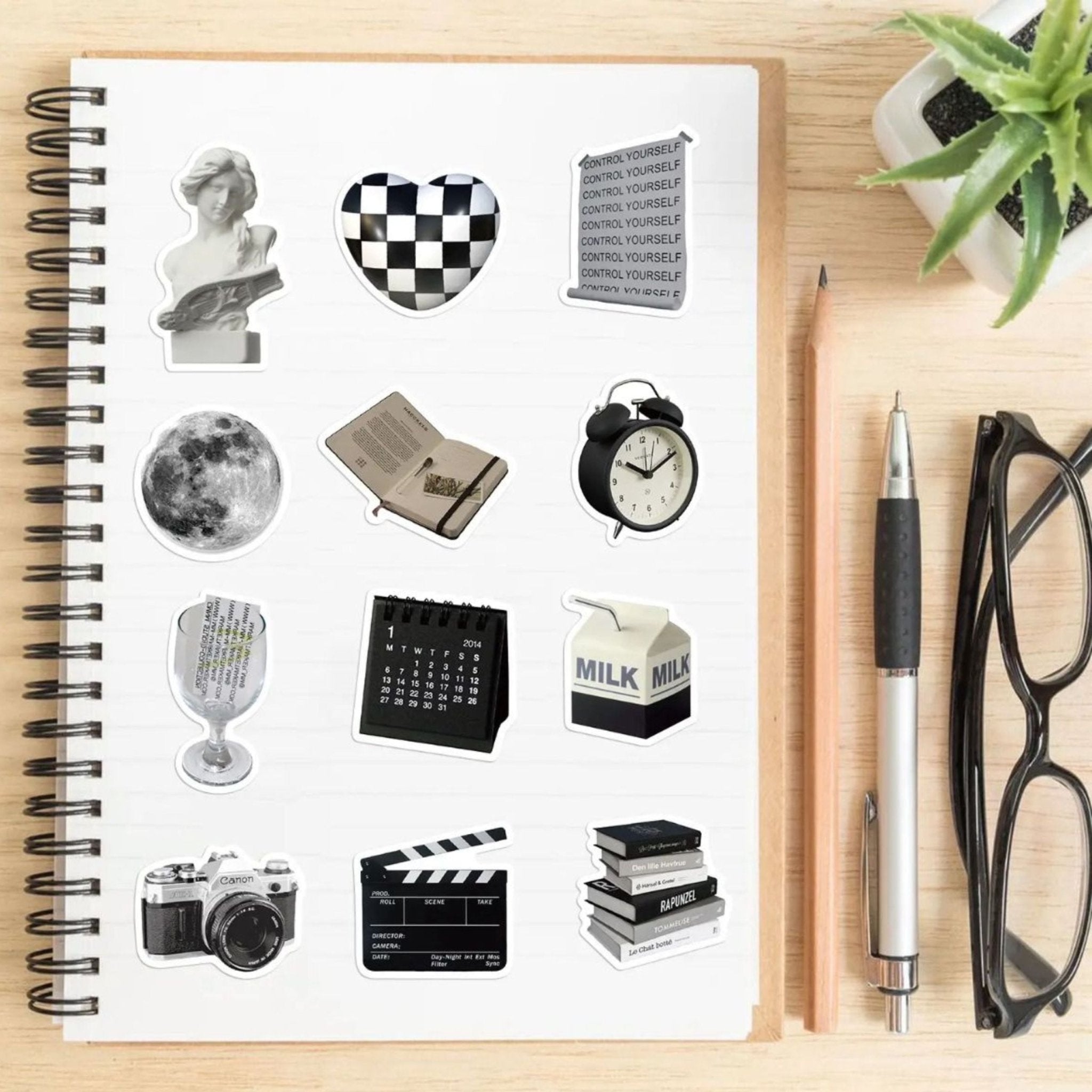 Sticker Vintage Black & White - 61pc