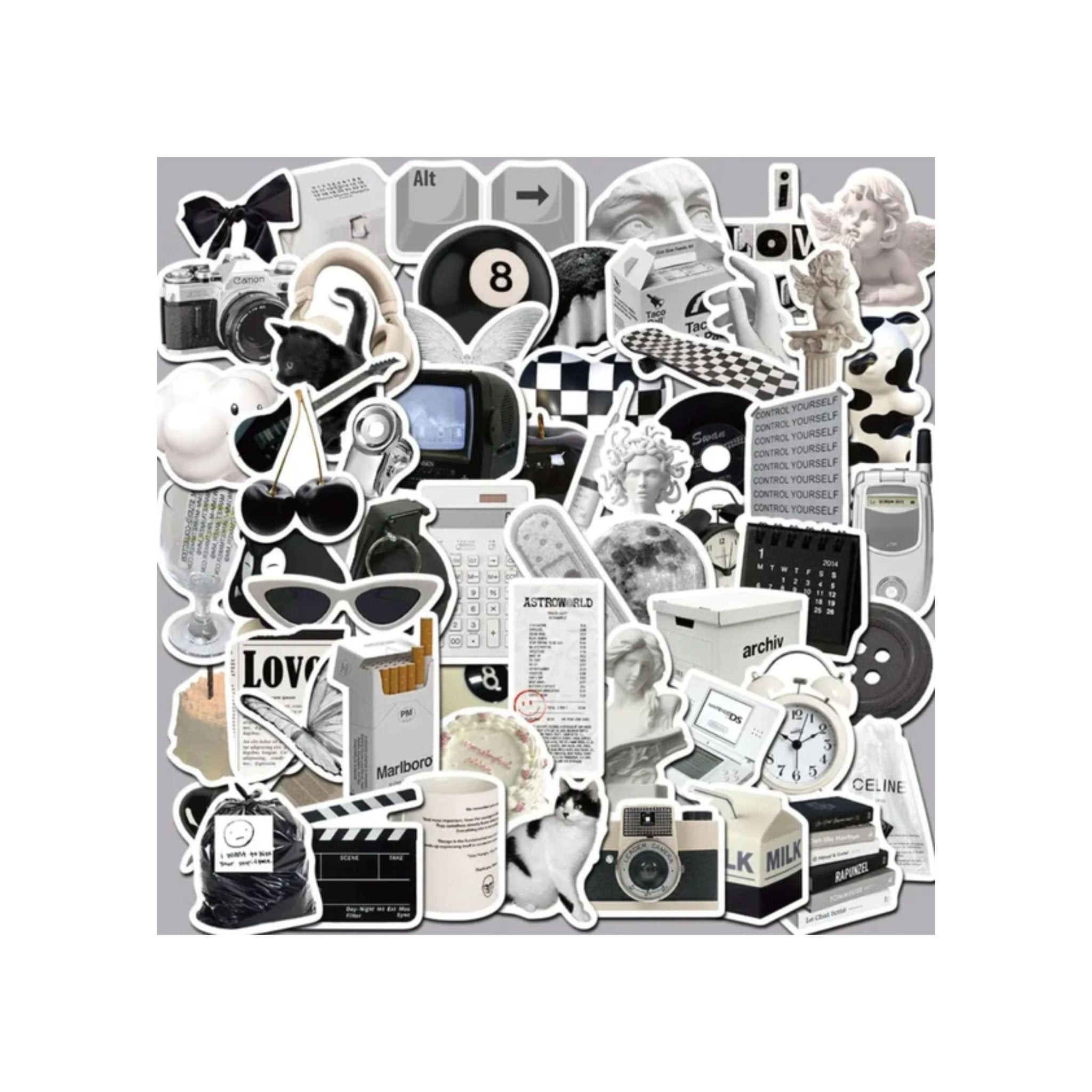 Sticker Vintage Black & White - 61pc