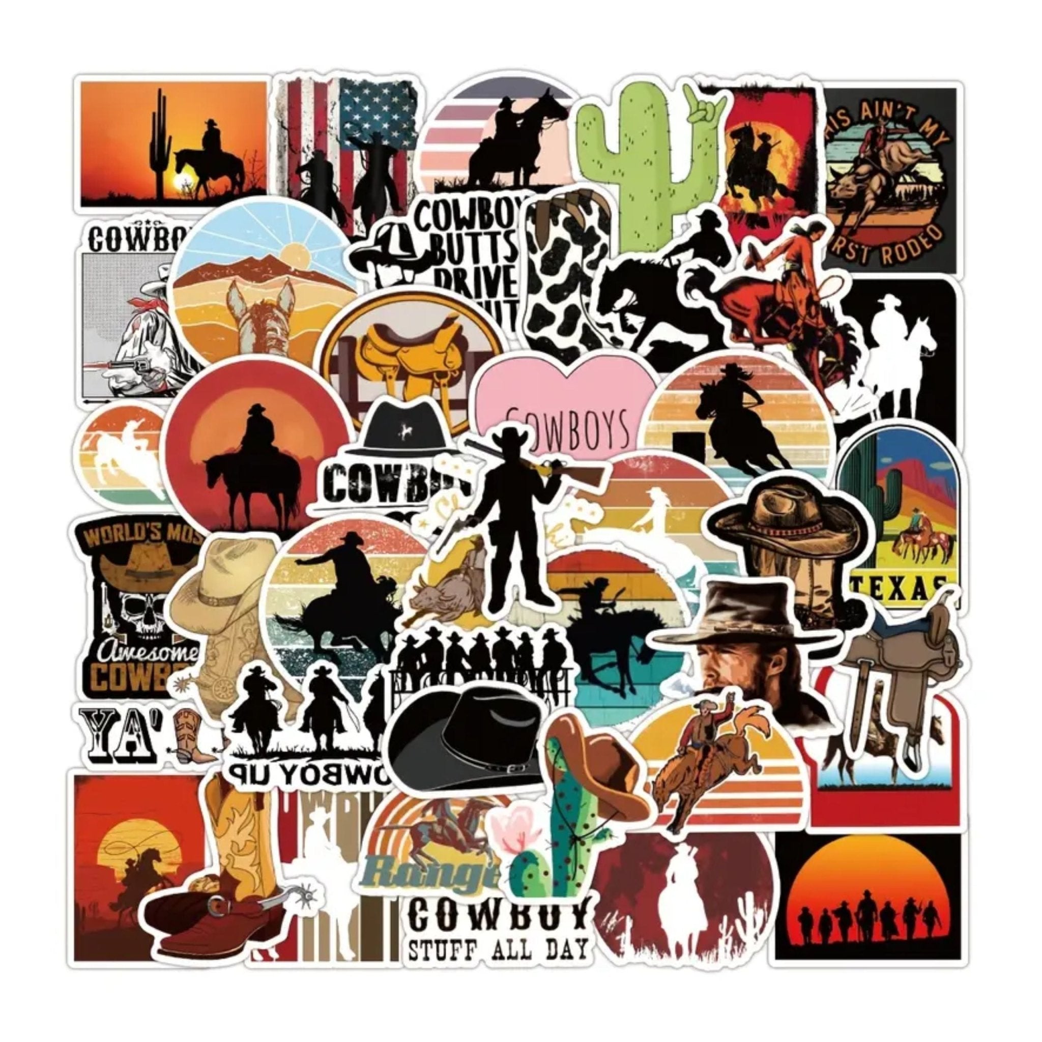 Sticker Western Cowboy - 51pc