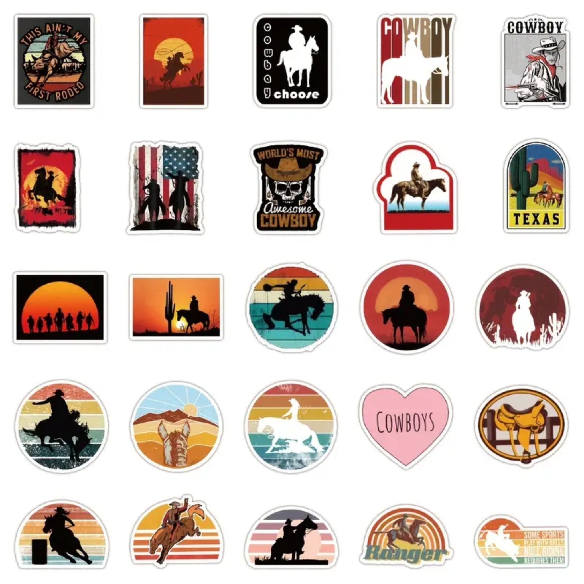 Sticker Western Cowboy - 51pc