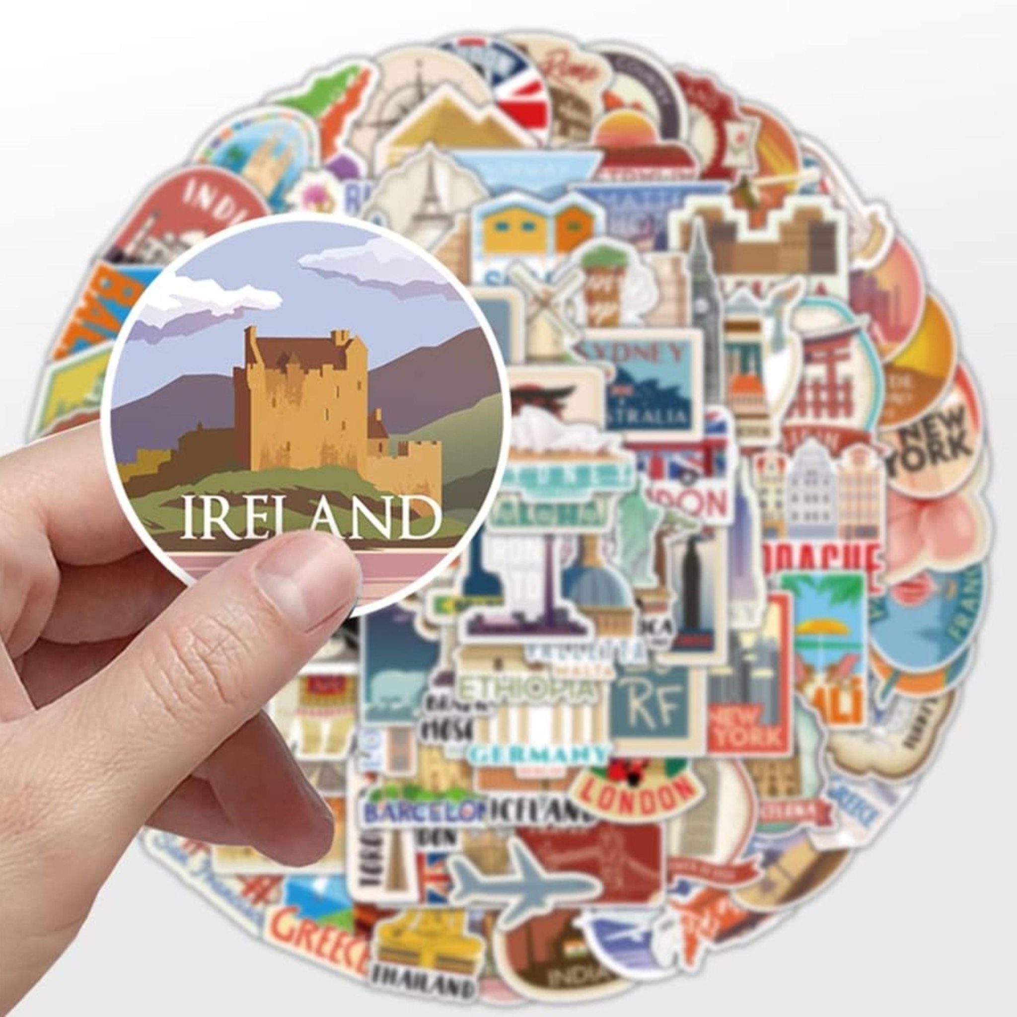 Sticker World Tourism Landmarks - 100pc