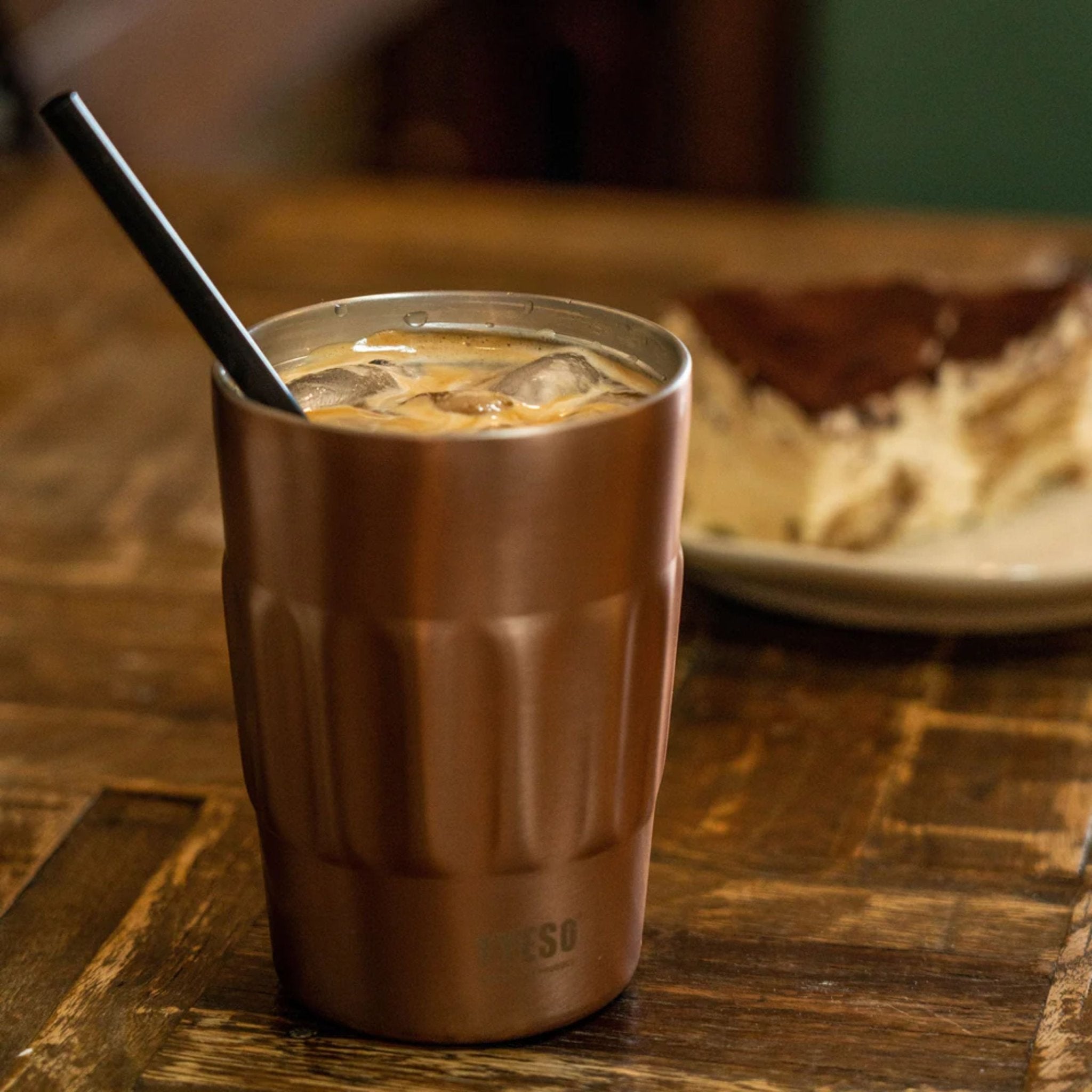 TYESO Vacuum Insulated Tumbler Hot and Cold 400ml Mug - Brown