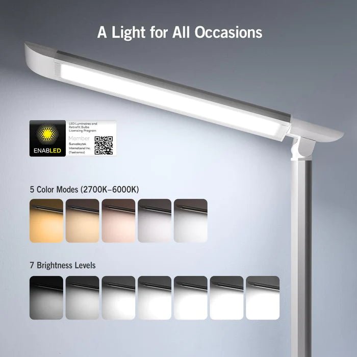 TaoTronics TT-DL13 Dimmable Rotatable Shadeless LED Desk Lamp - White