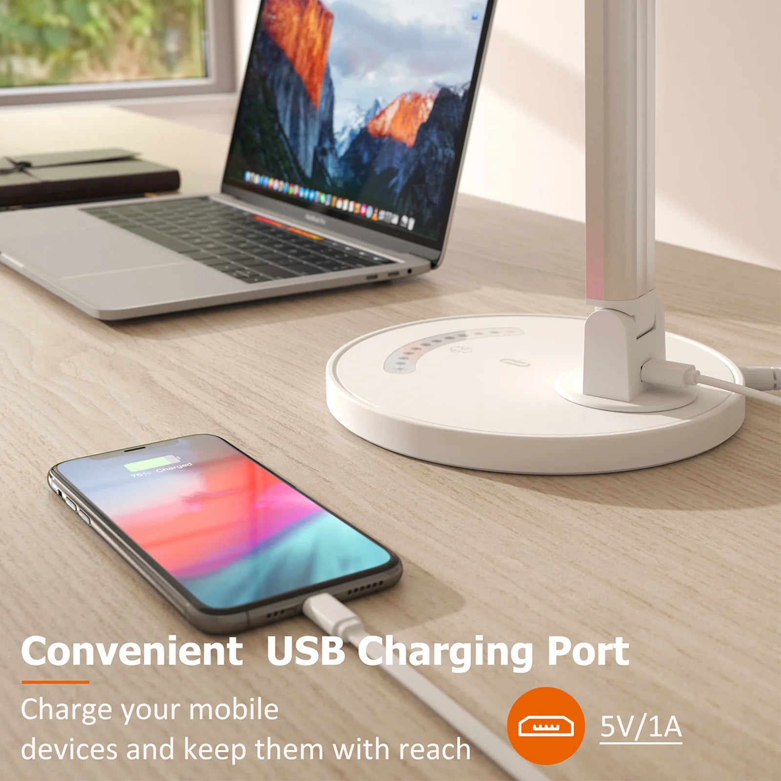 TaoTronics TT-DL13 Dimmable Rotatable Shadeless LED Desk Lamp - White
