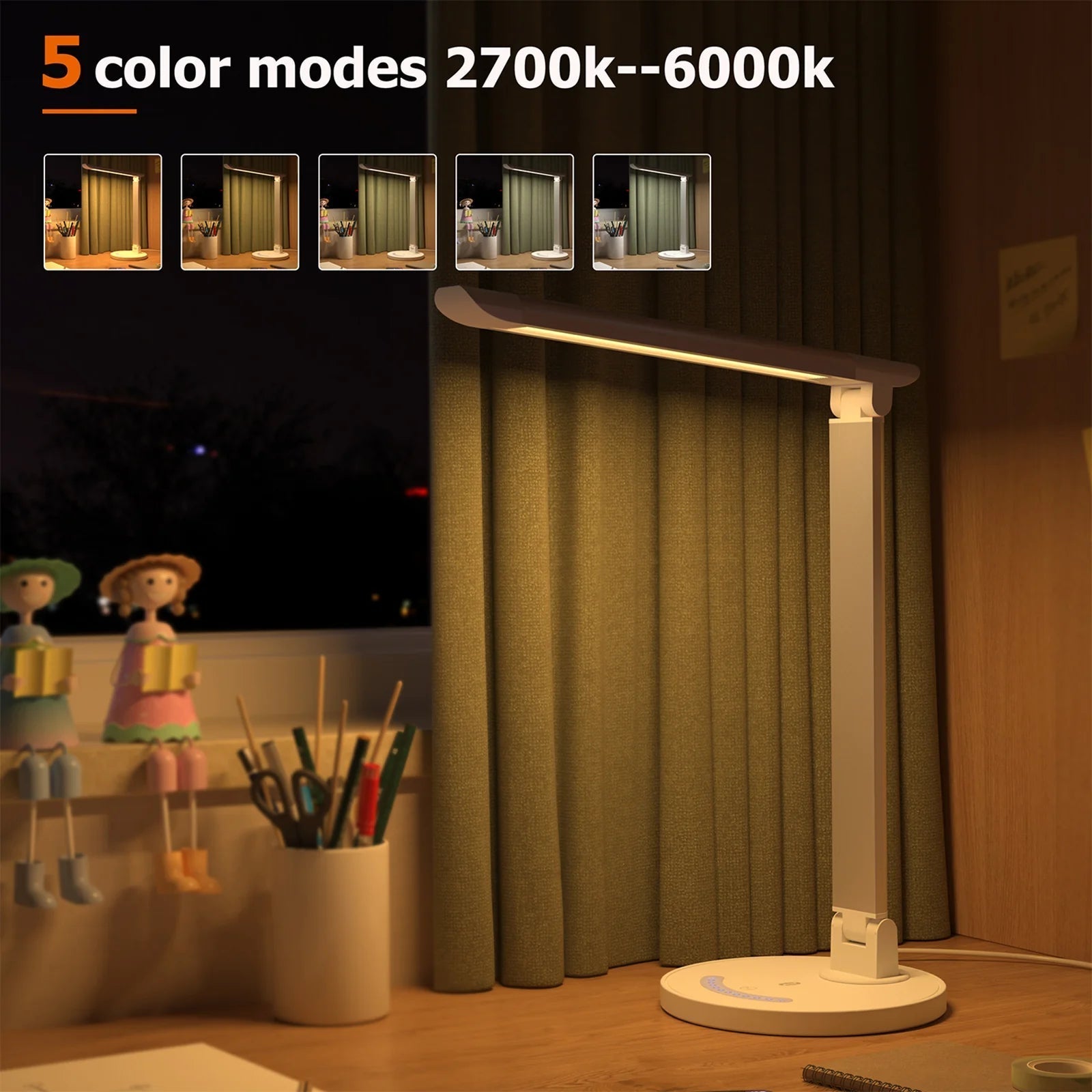 TaoTronics TT-DL13 Dimmable Rotatable Shadeless LED Desk Lamp - White