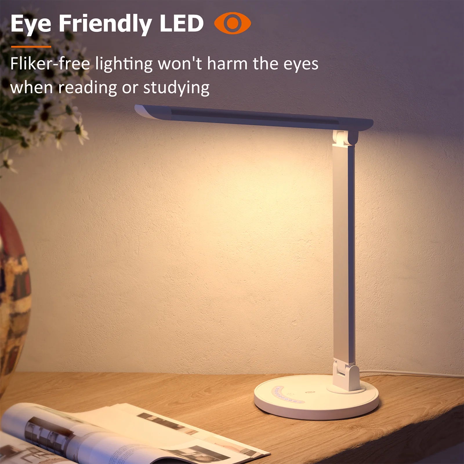 TaoTronics TT-DL13 Dimmable Rotatable Shadeless LED Desk Lamp - White