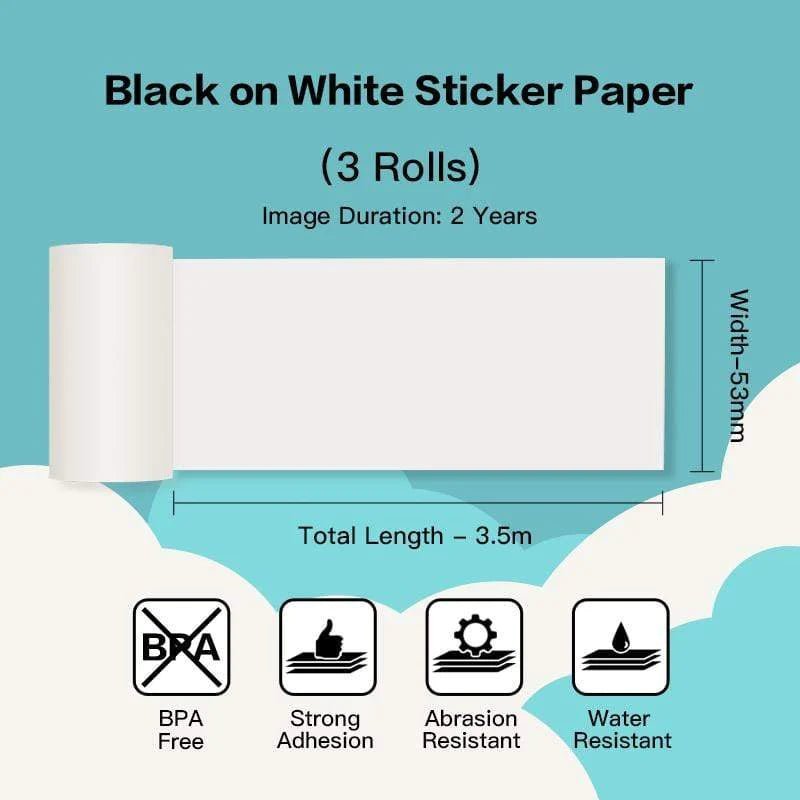 Thermal Paper Roll 50*3.5mm Printing sticker for Phomemo M02 & M02 Pro & M02S & M03 thermal printer | 3 Rolls