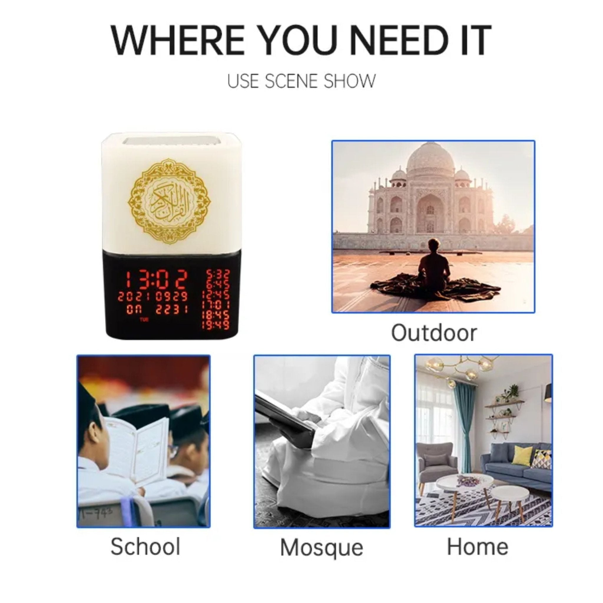 Touch Lamp Quran Speaker SQ-229P - Black&White