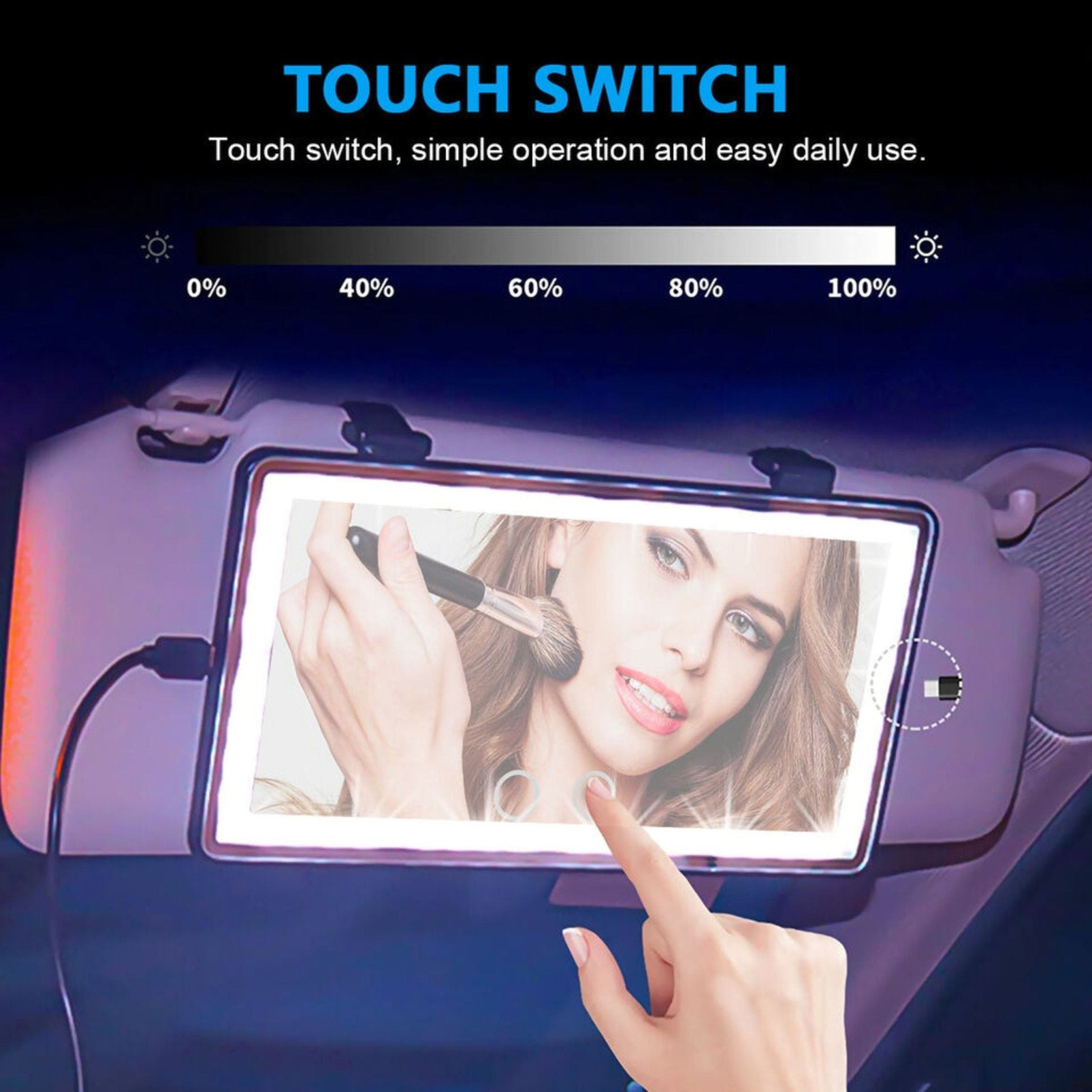 Touch Screen Car Makeup Mirror Led Light