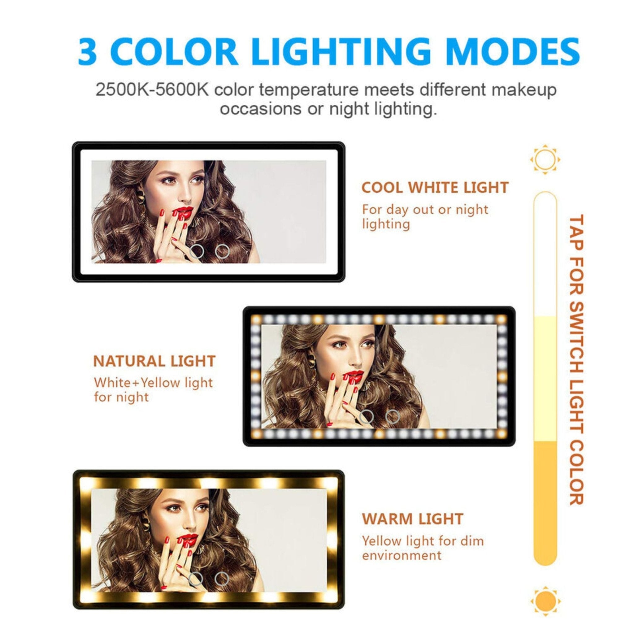 Touch Screen Car Makeup Mirror Led Light