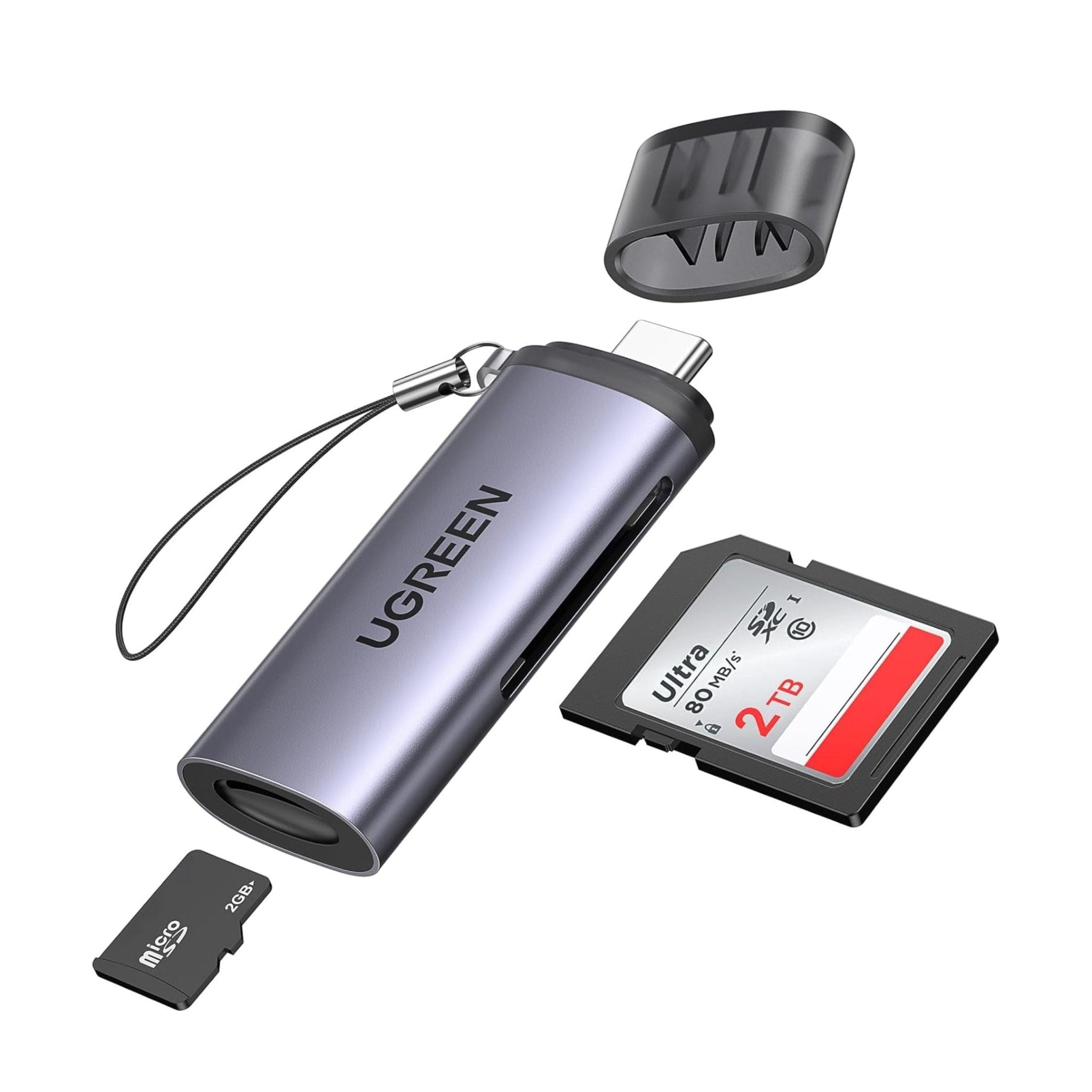 UGREEN 2-in-1 USB-C to SD/TF Card Reader - Gray