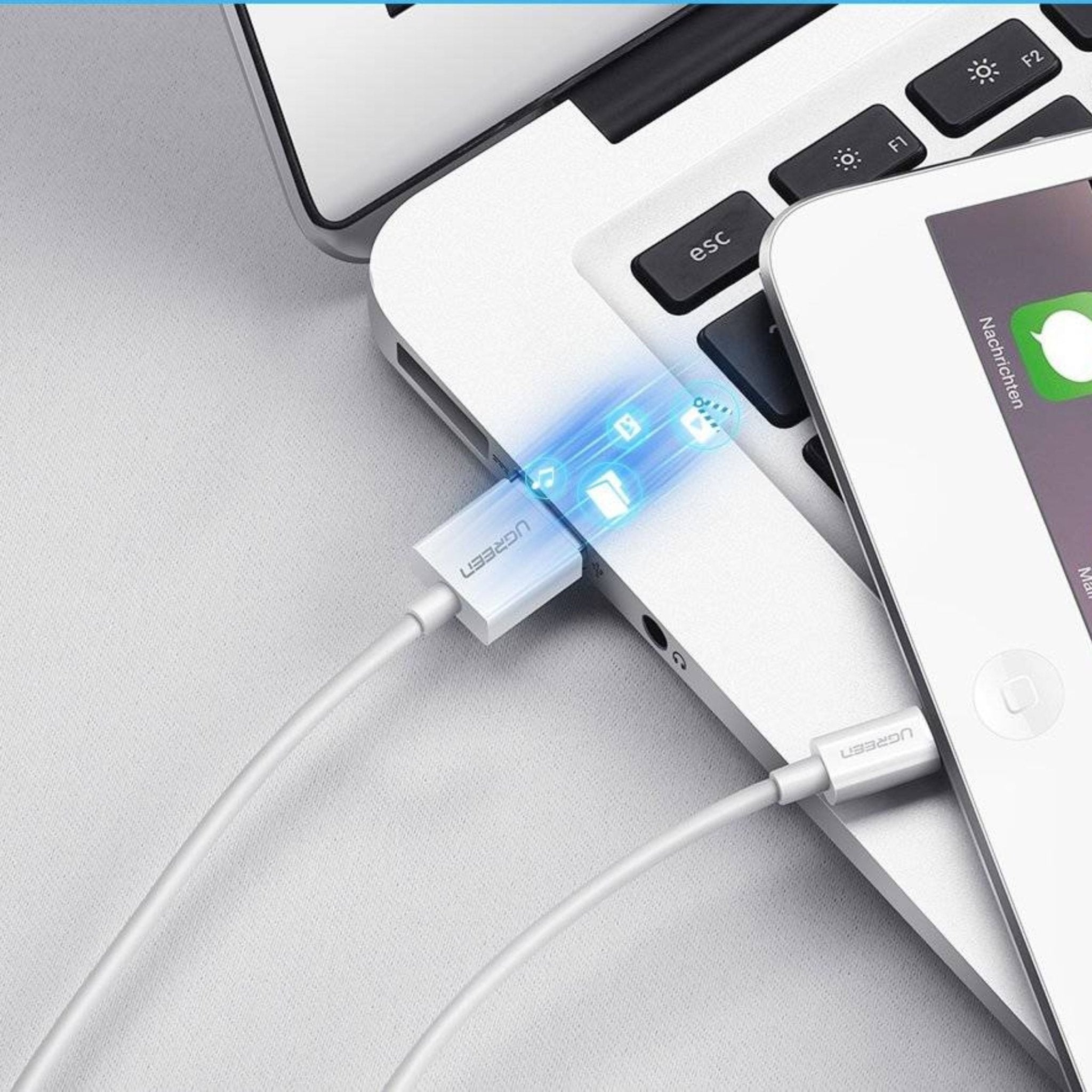 UGREEN 2.4A USB-A to Lightning PD Fast Charging Cable 1m - White