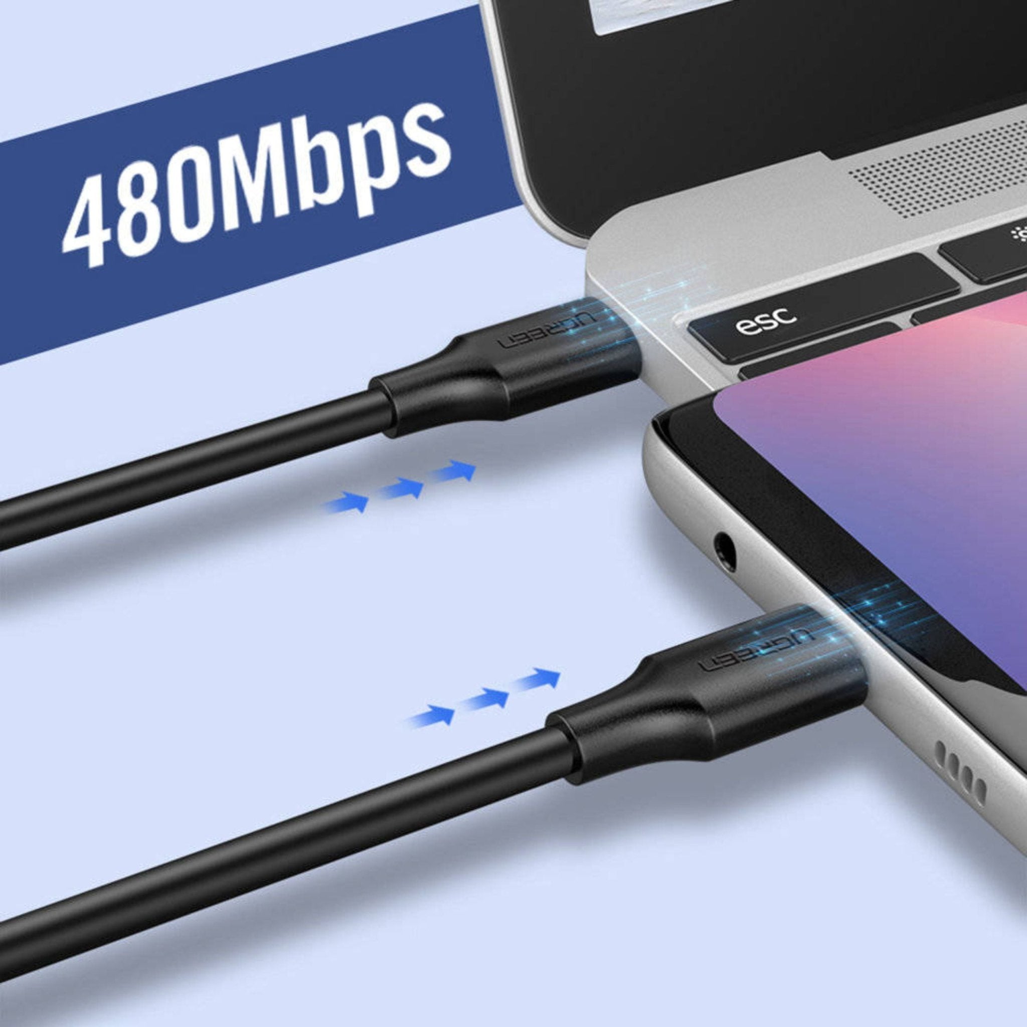 UGREEN 60W USB-C To USB-C PD Fast Charging Cable 3m - Black