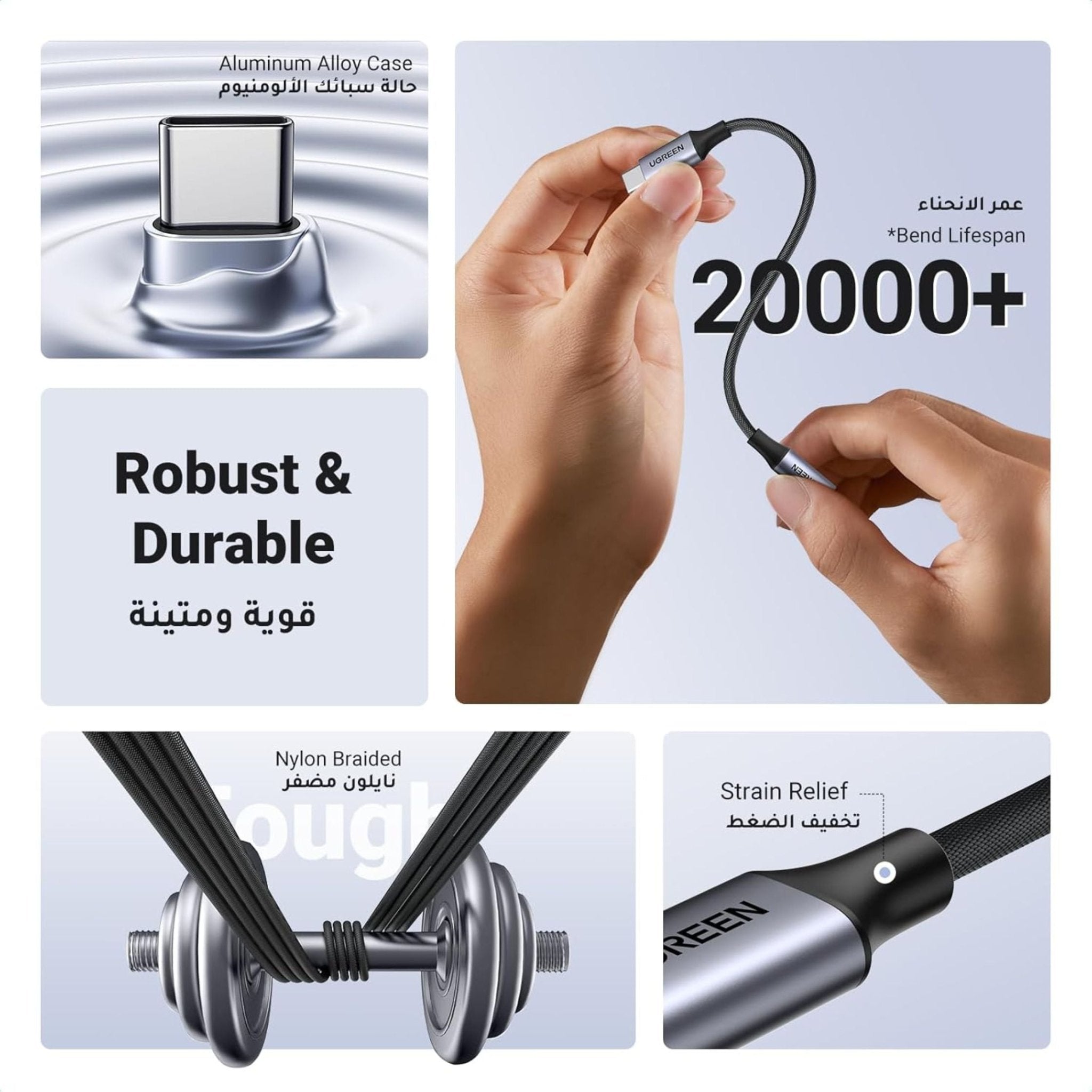UGREEN Braided USB C to 3.5mm Audio Adapter - Grey