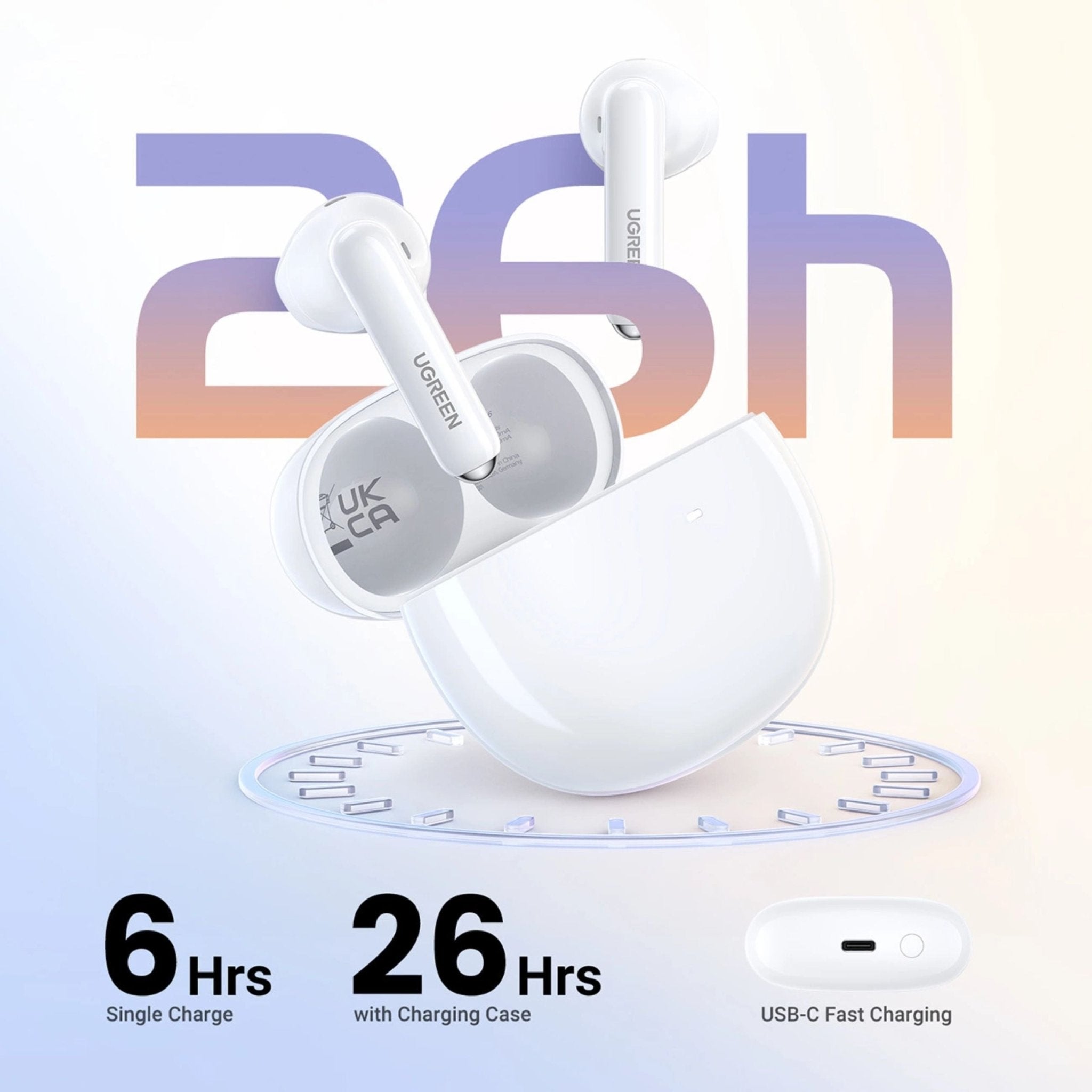 UGREEN HiTune H5 True Wireless Earbuds (26hrs) - White