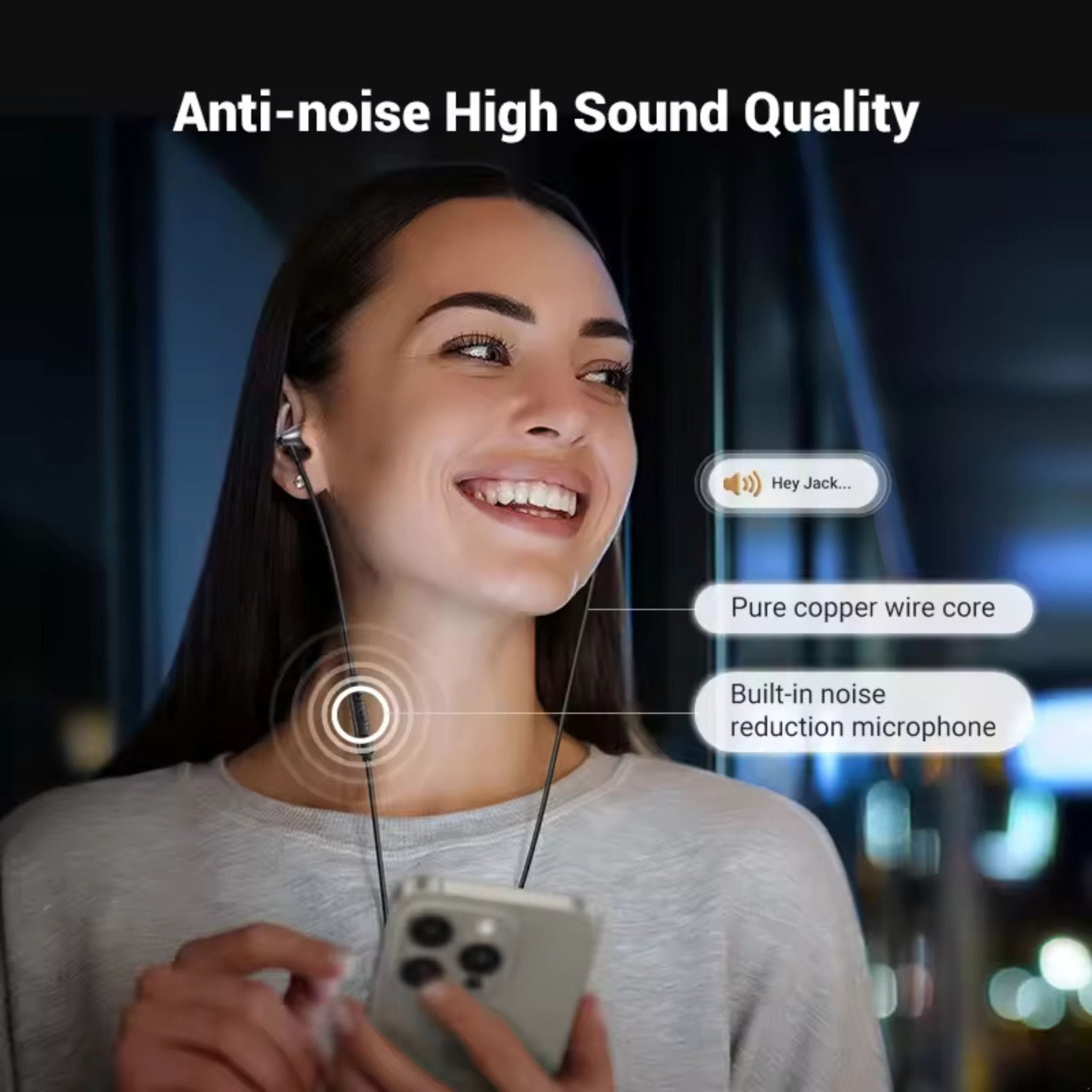UGREEN In-Ear Wired Earphones With USB-C Connector - Black