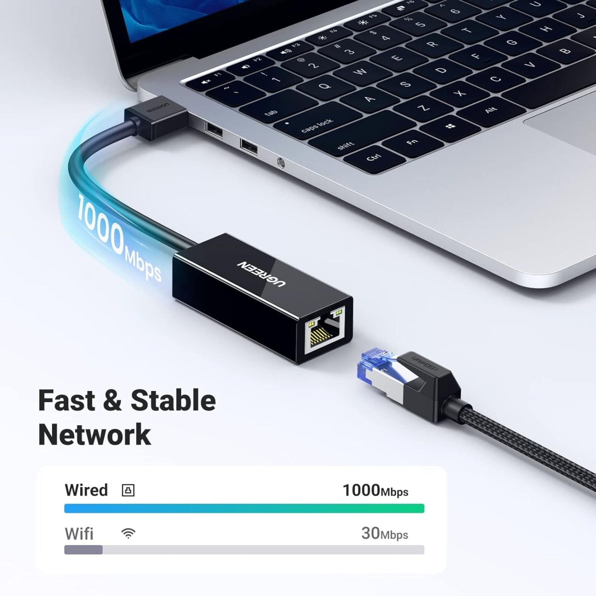 UGREEN USB 3.0 to Gigabit Ethernet Adapter 1000Mbps - Black