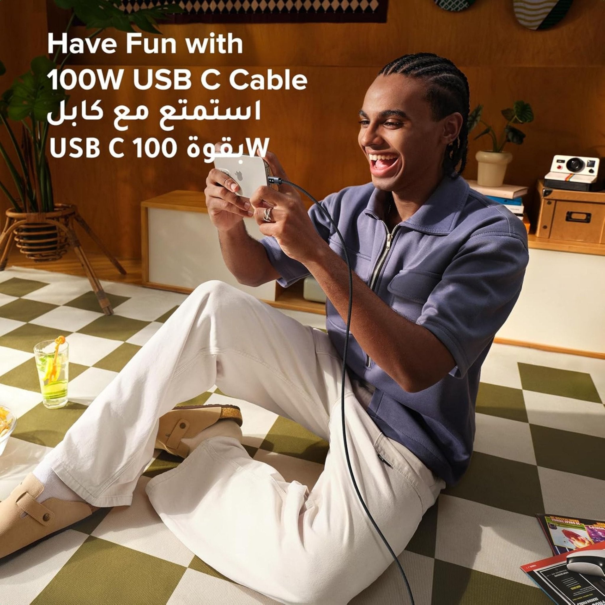 UGREEN Uno 100W USB-C to USB-C Nylon Cable 2m - Black